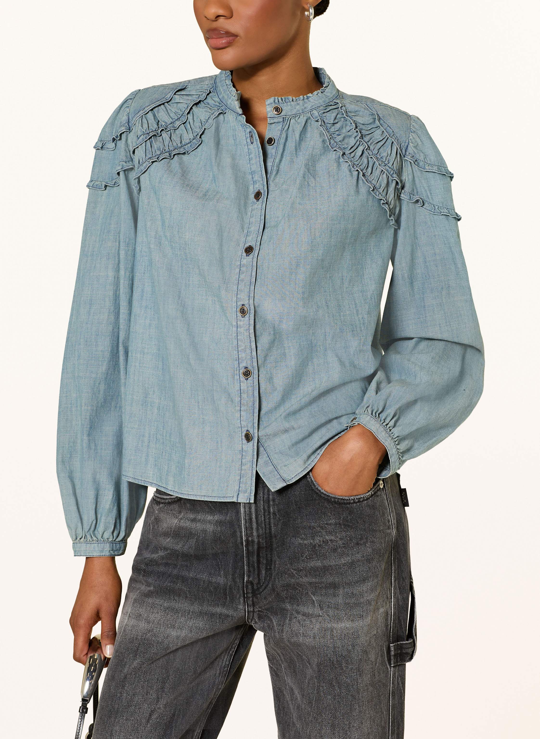 Thumbnail - Marant Étoile Blusenshirt Milya Mit Rüschen blau