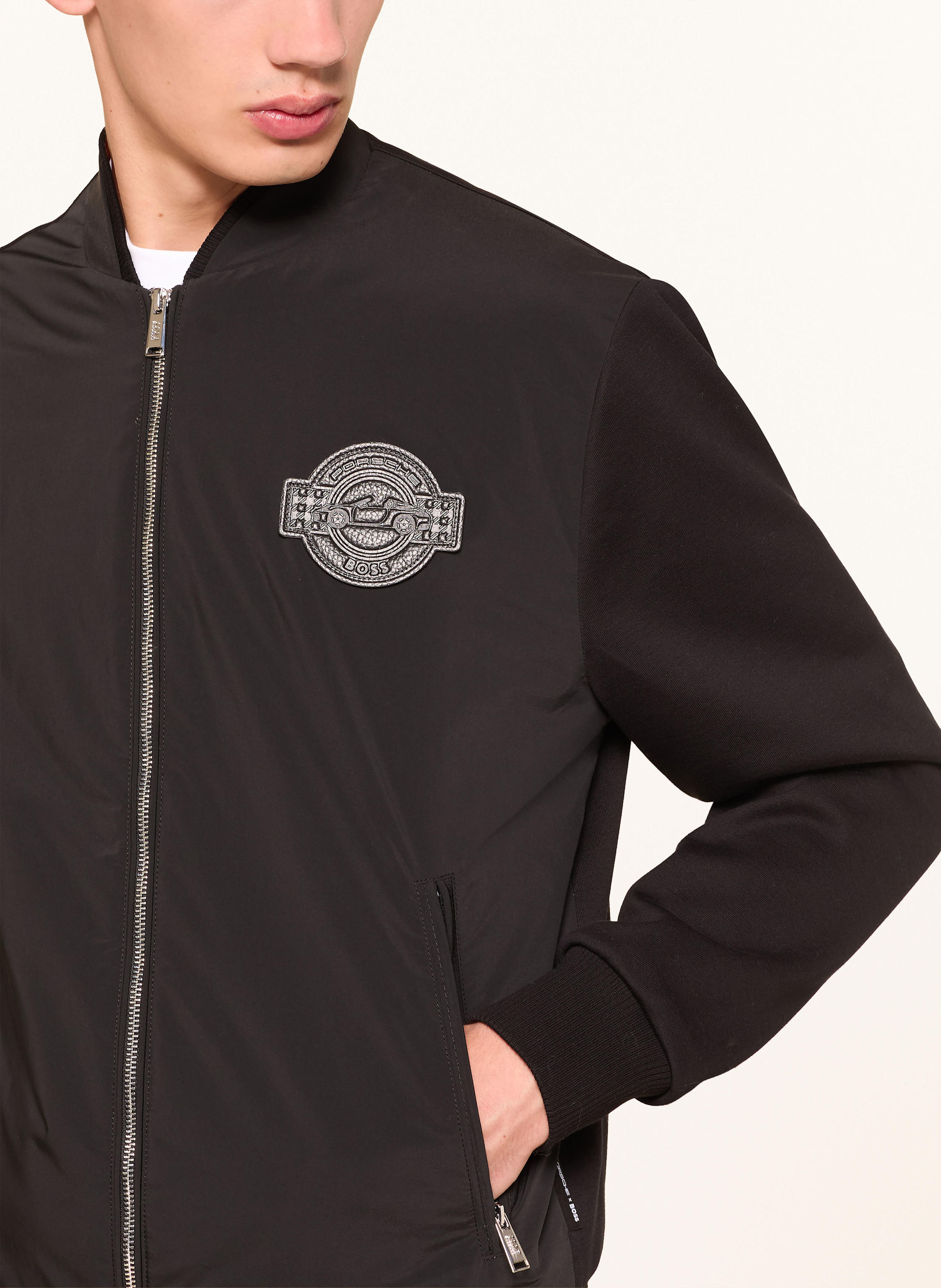 Thumbnail - Boss Blouson Skiles Im Materialmix schwarz