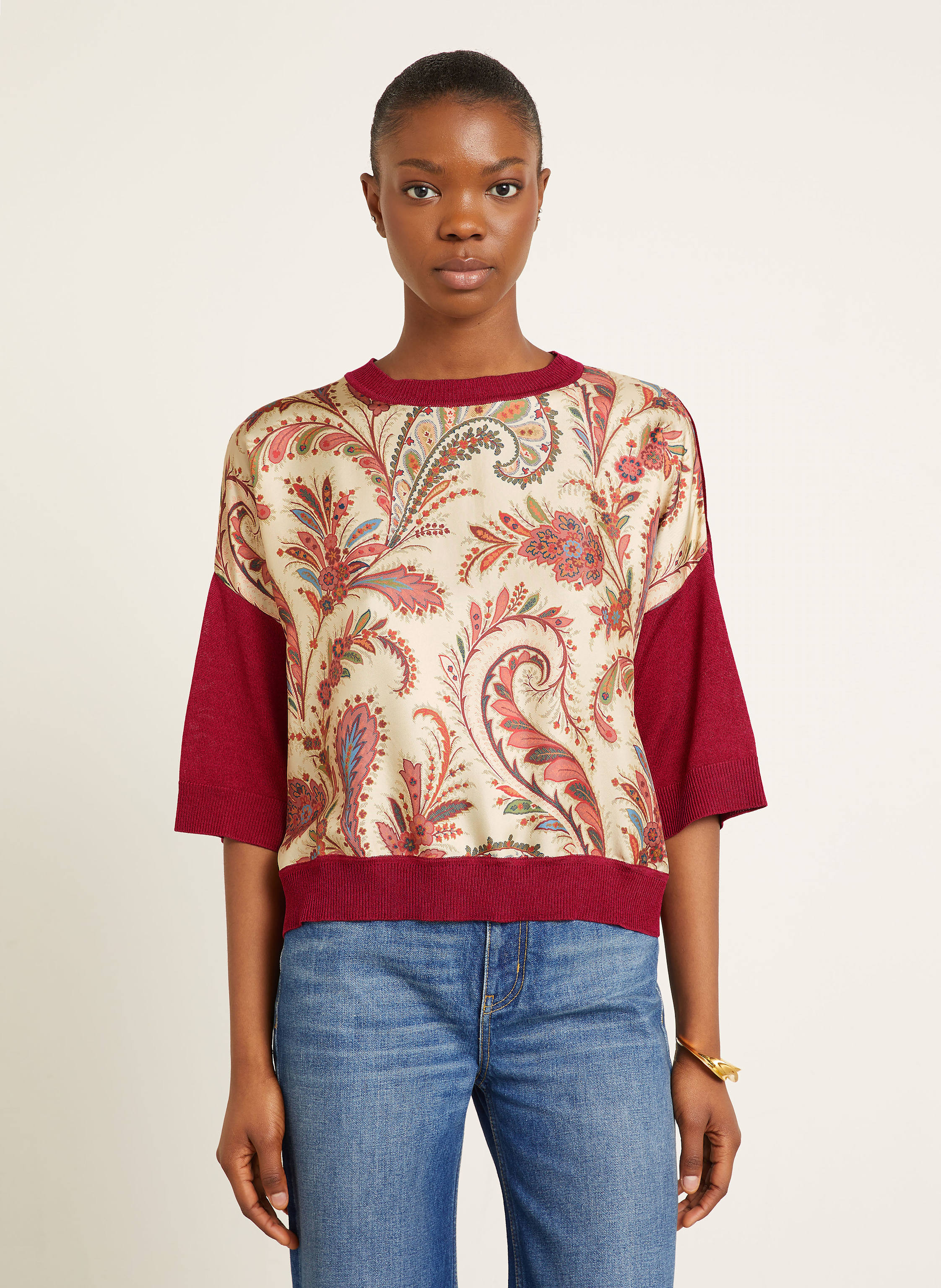 Thumbnail - Etro Pullover Im Materialmix rot