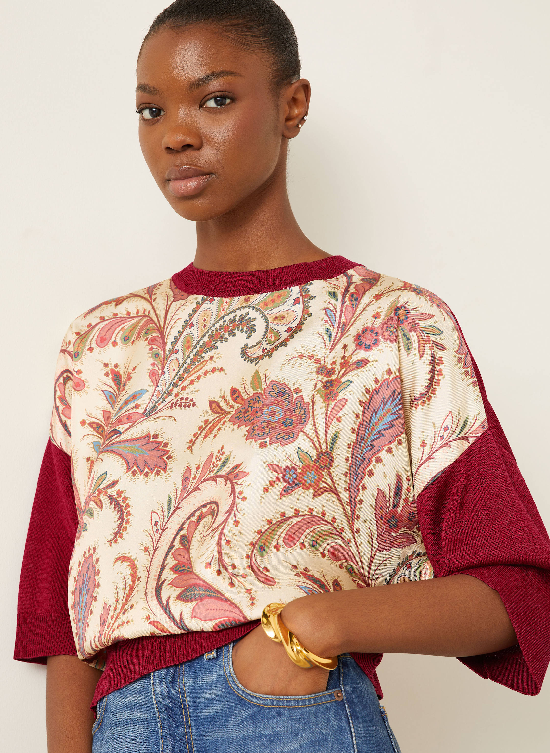 Thumbnail - Etro Pullover Im Materialmix rot