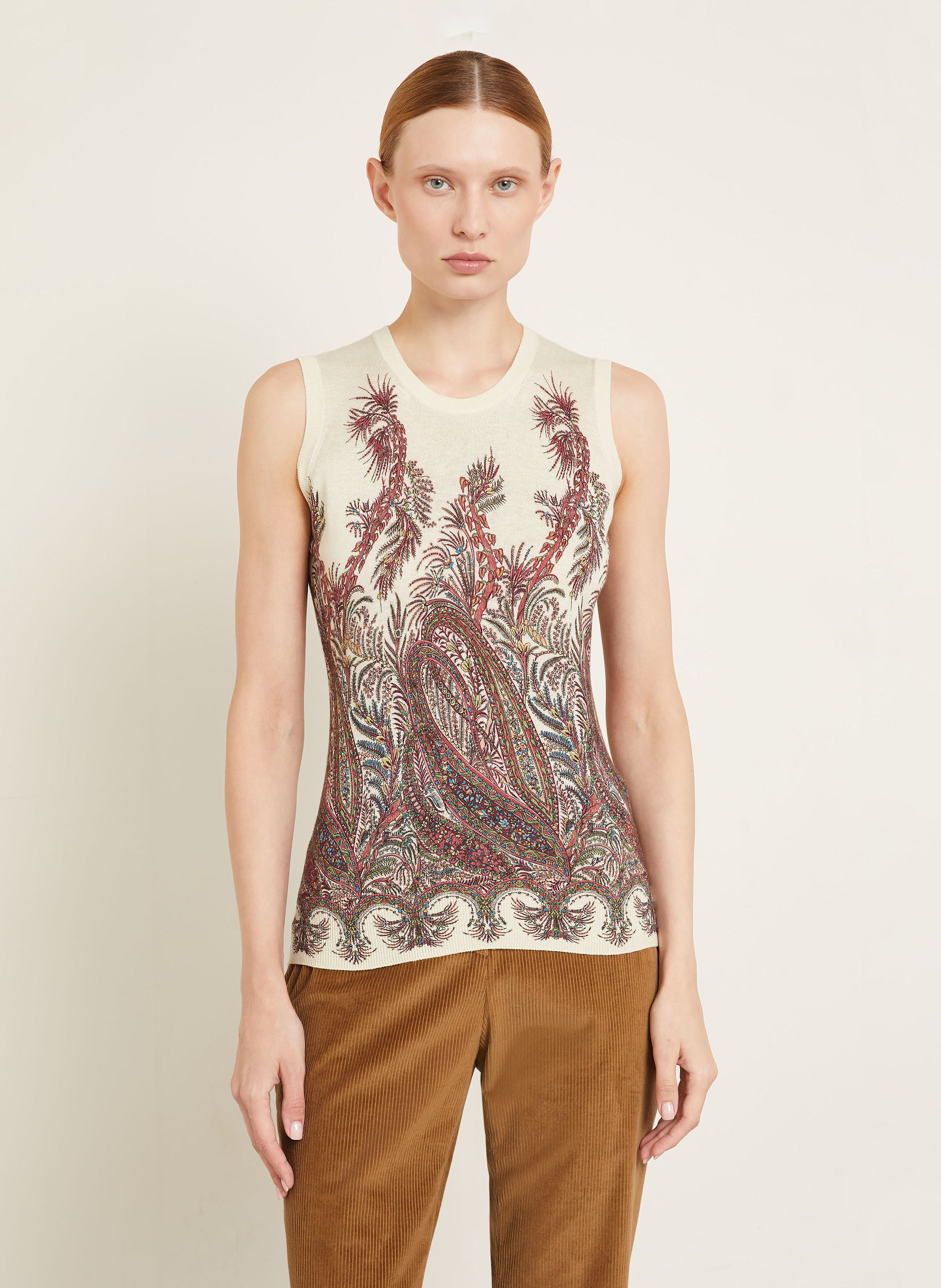 Thumbnail - Etro Stricktop Mit Seide beige