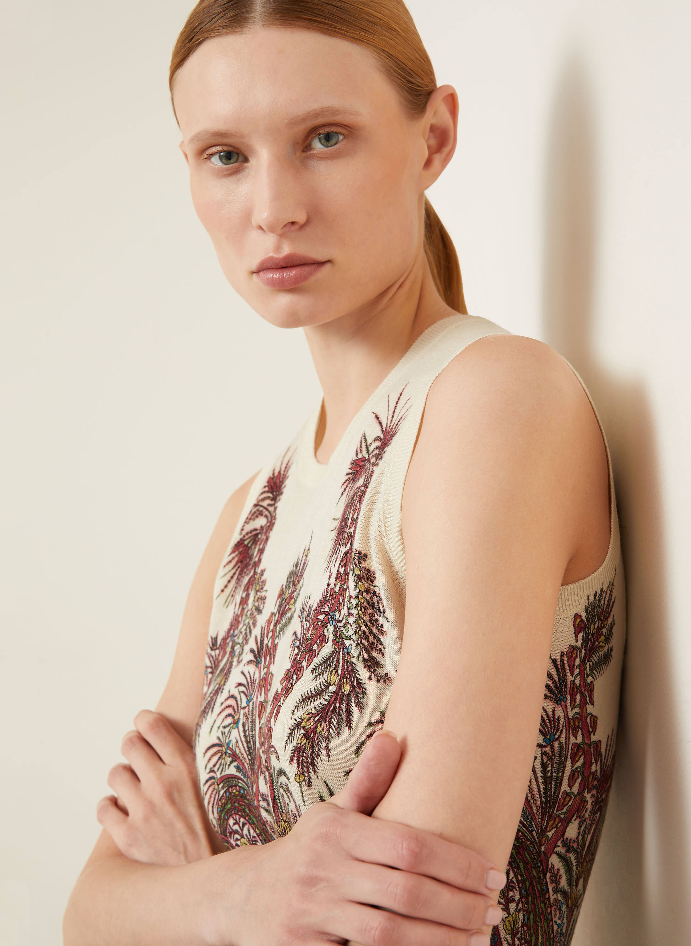 Thumbnail - Etro Stricktop Mit Seide beige