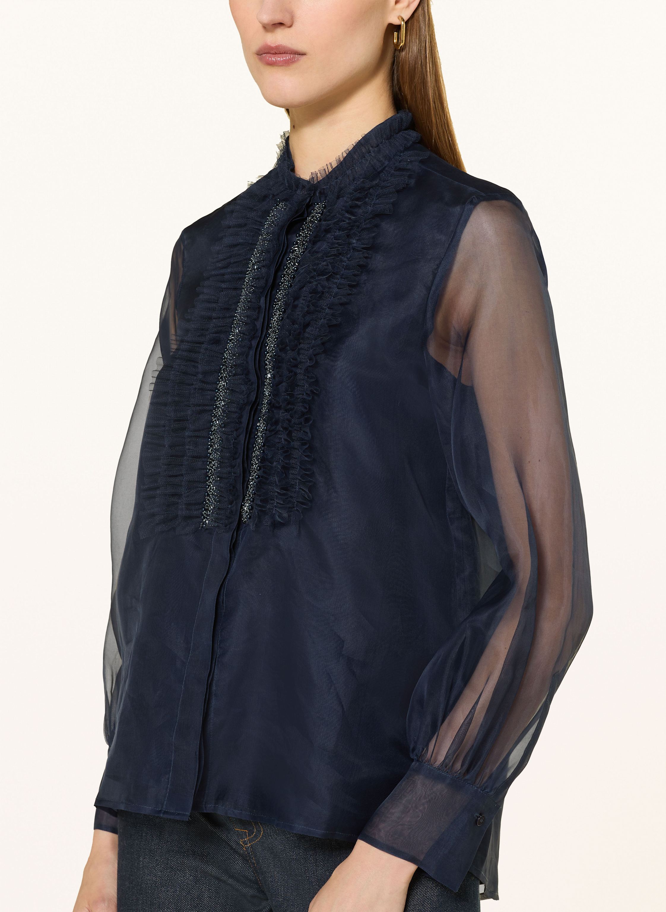 Thumbnail - Van Laack Seidenbluse Vl-Tetja-F Mit Rüschen Und Schmuckperlen blau