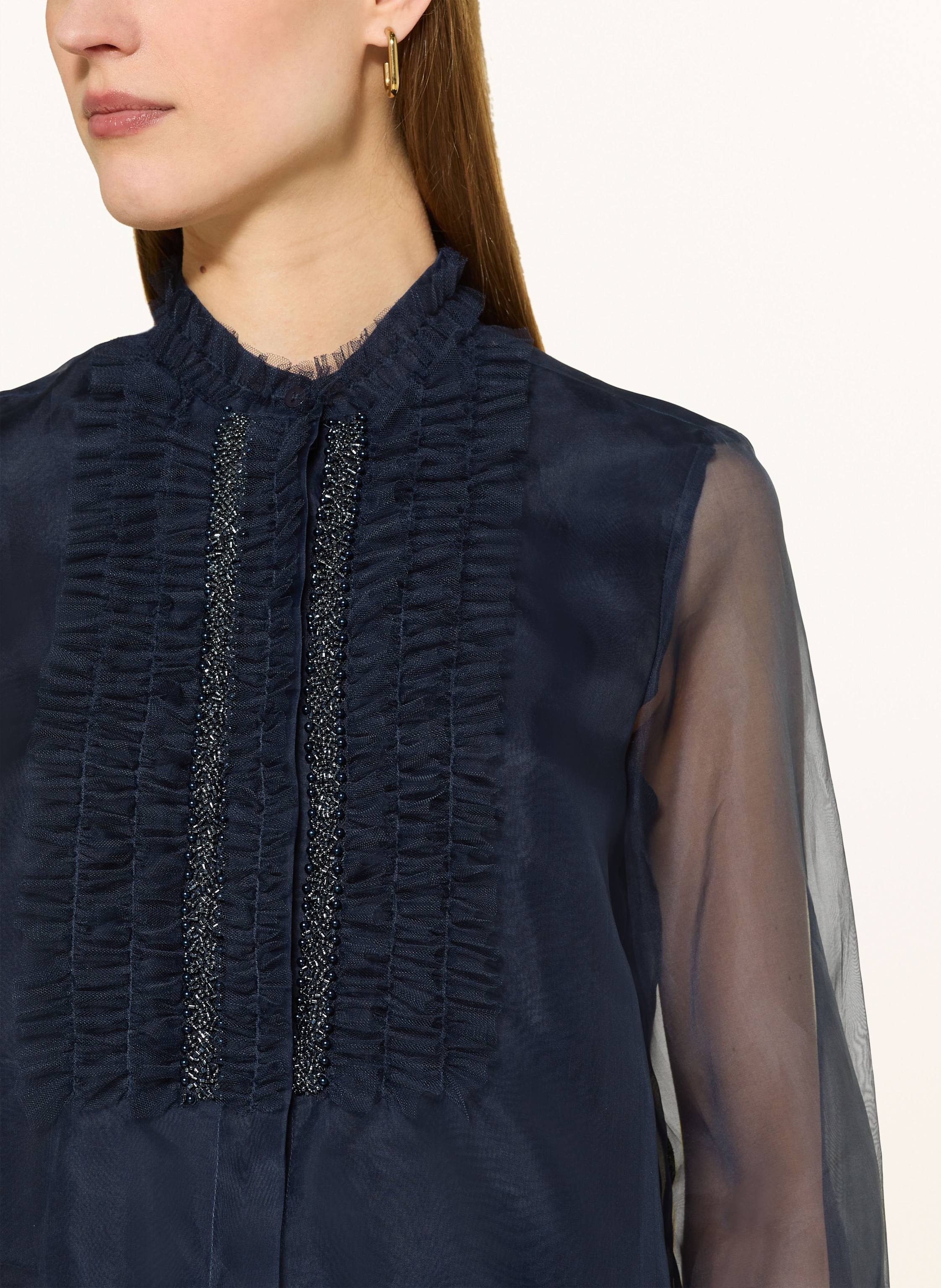 Thumbnail - Van Laack Seidenbluse Vl-Tetja-F Mit Rüschen Und Schmuckperlen blau