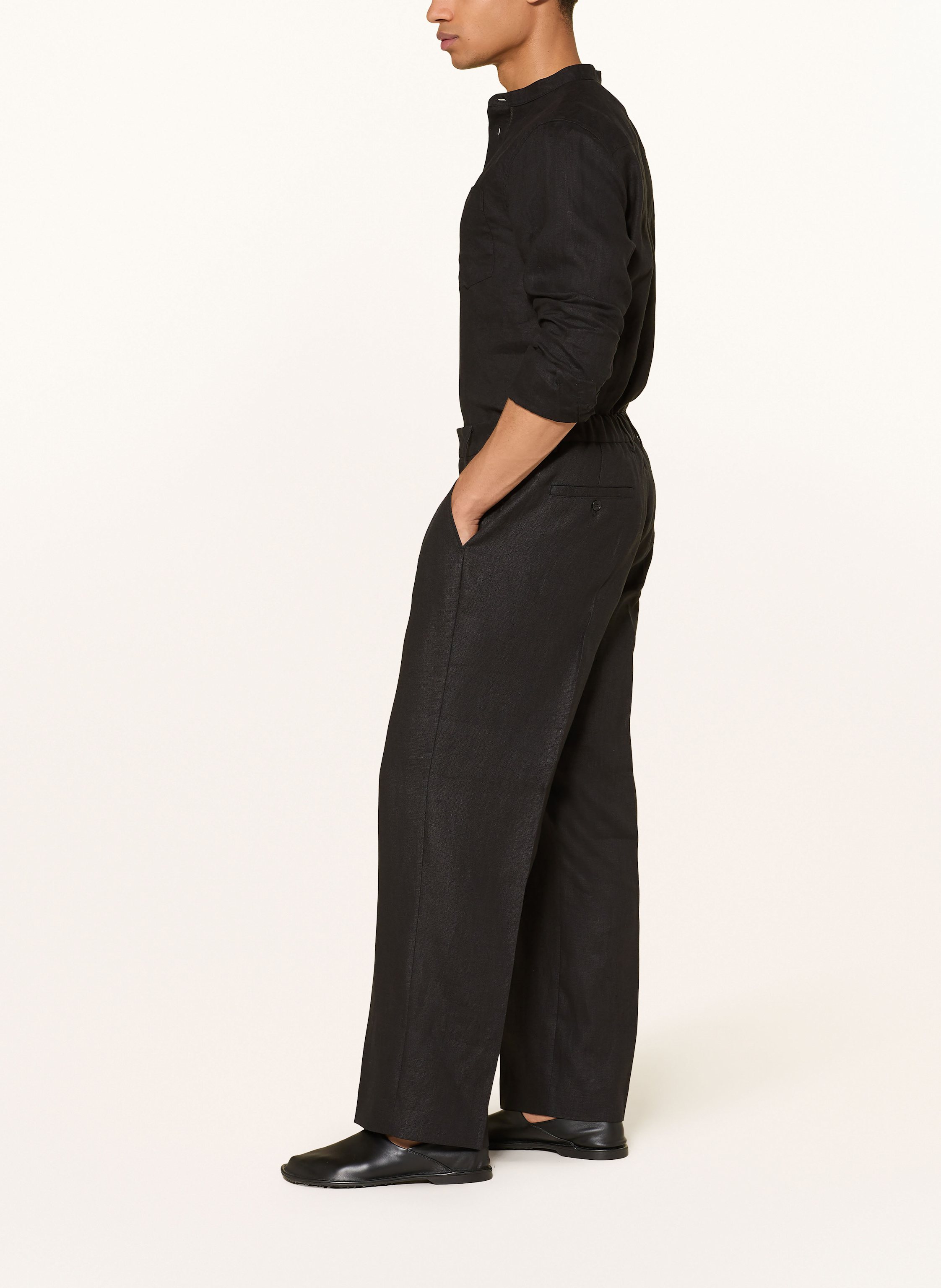 Thumbnail - Nn.07 Leinen-Chino Kay Regular Fit schwarz