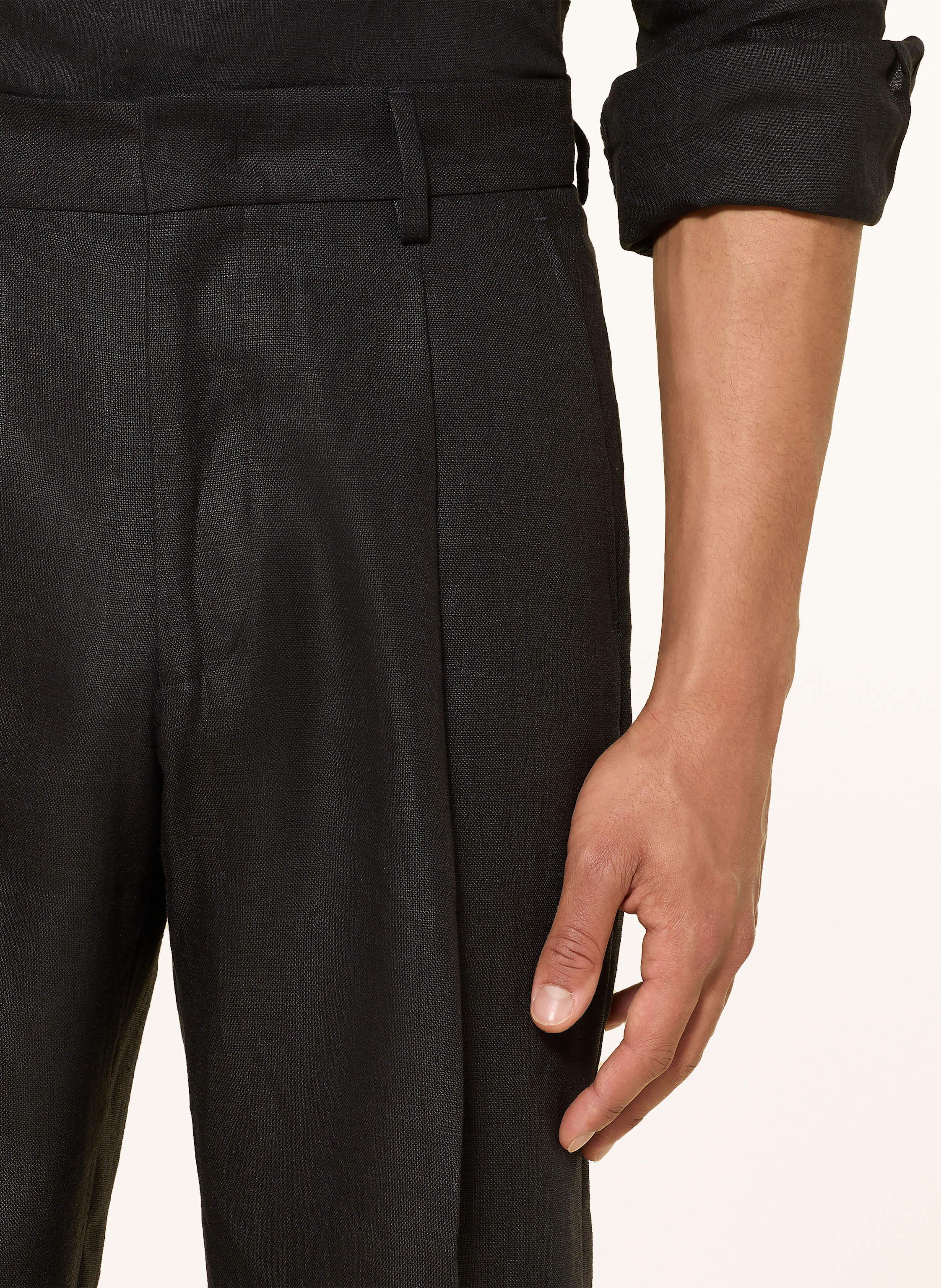 Thumbnail - Nn.07 Leinen-Chino Kay Regular Fit schwarz