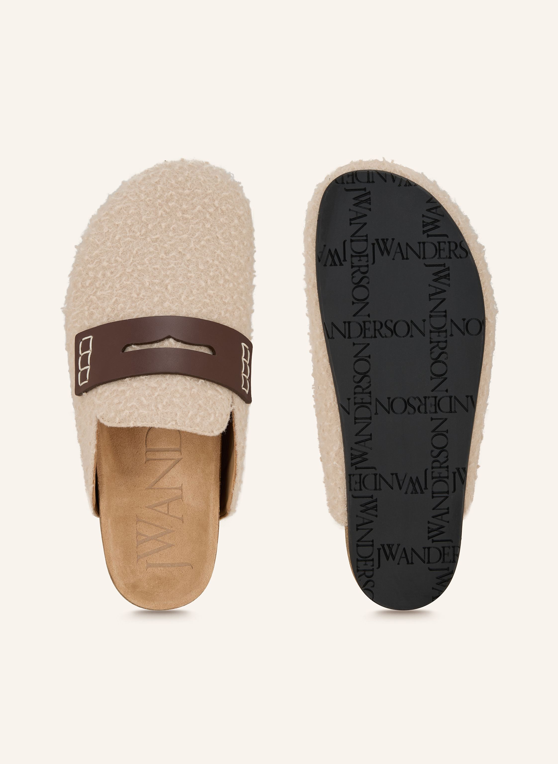 Thumbnail - Jw Anderson Mules Mit Teddyfell beige