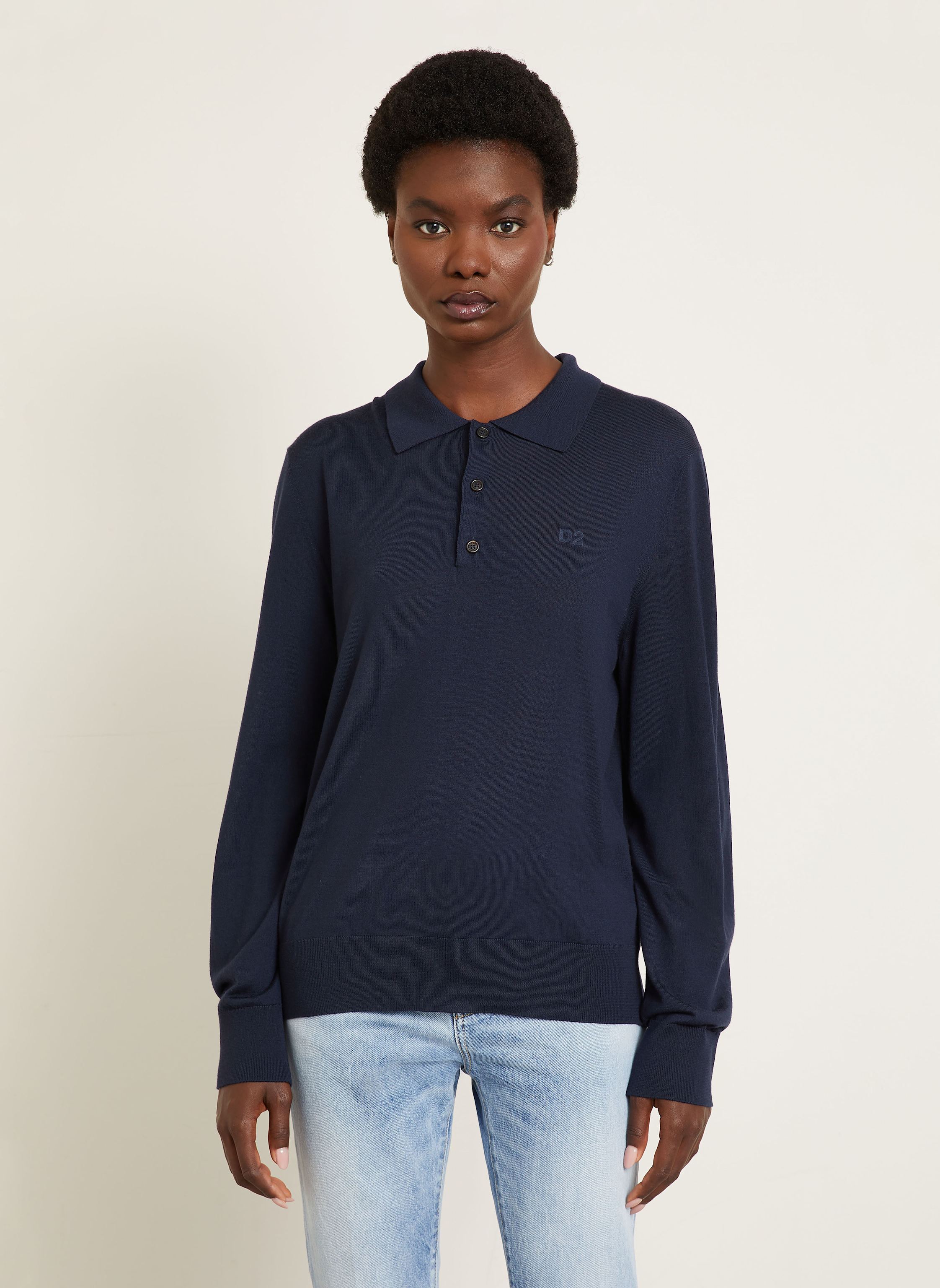 Thumbnail - dsquared2 Strick-Poloshirt blau