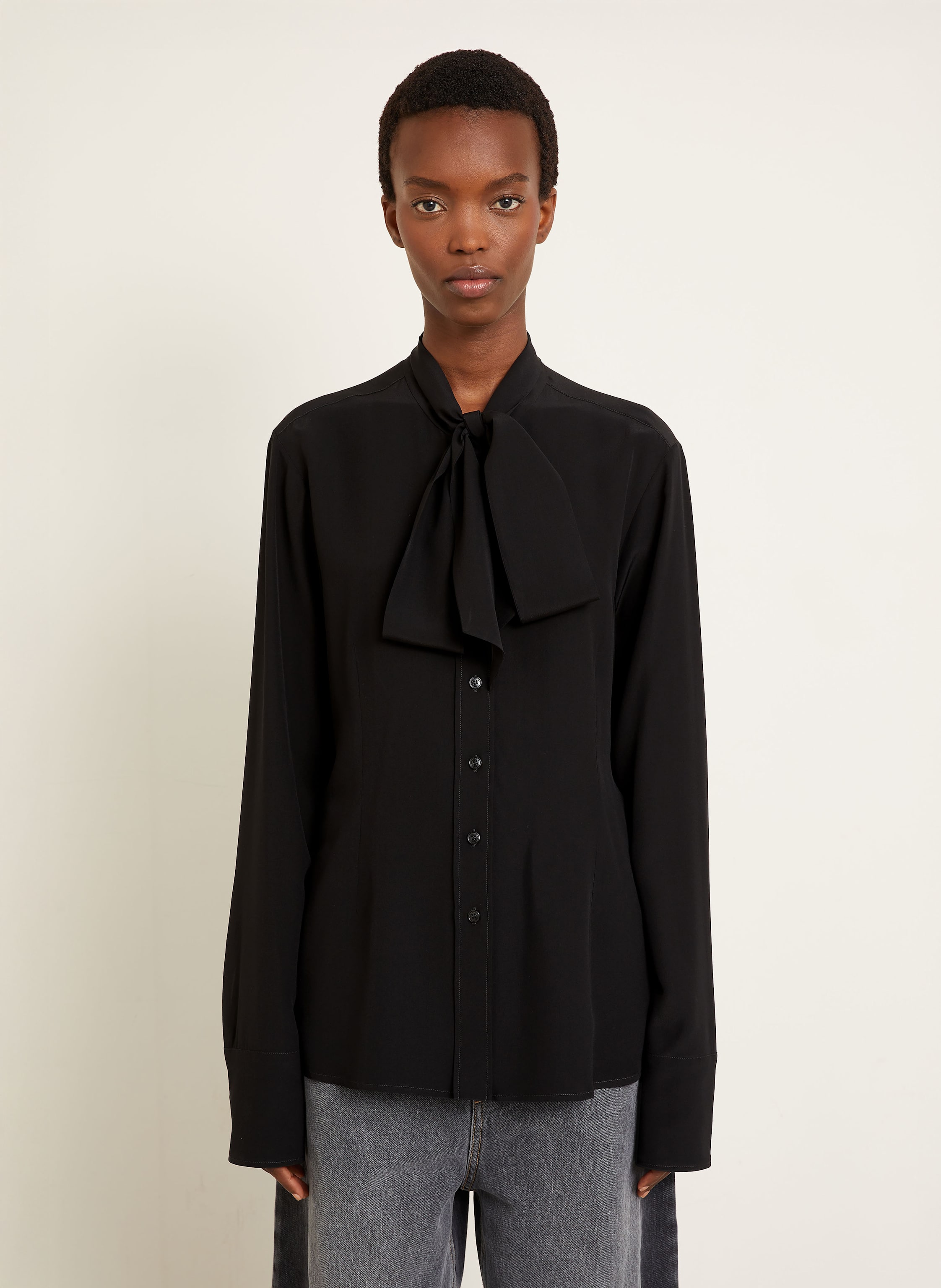 Thumbnail - Stella Mccartney Schluppenbluse Aus Seide schwarz
