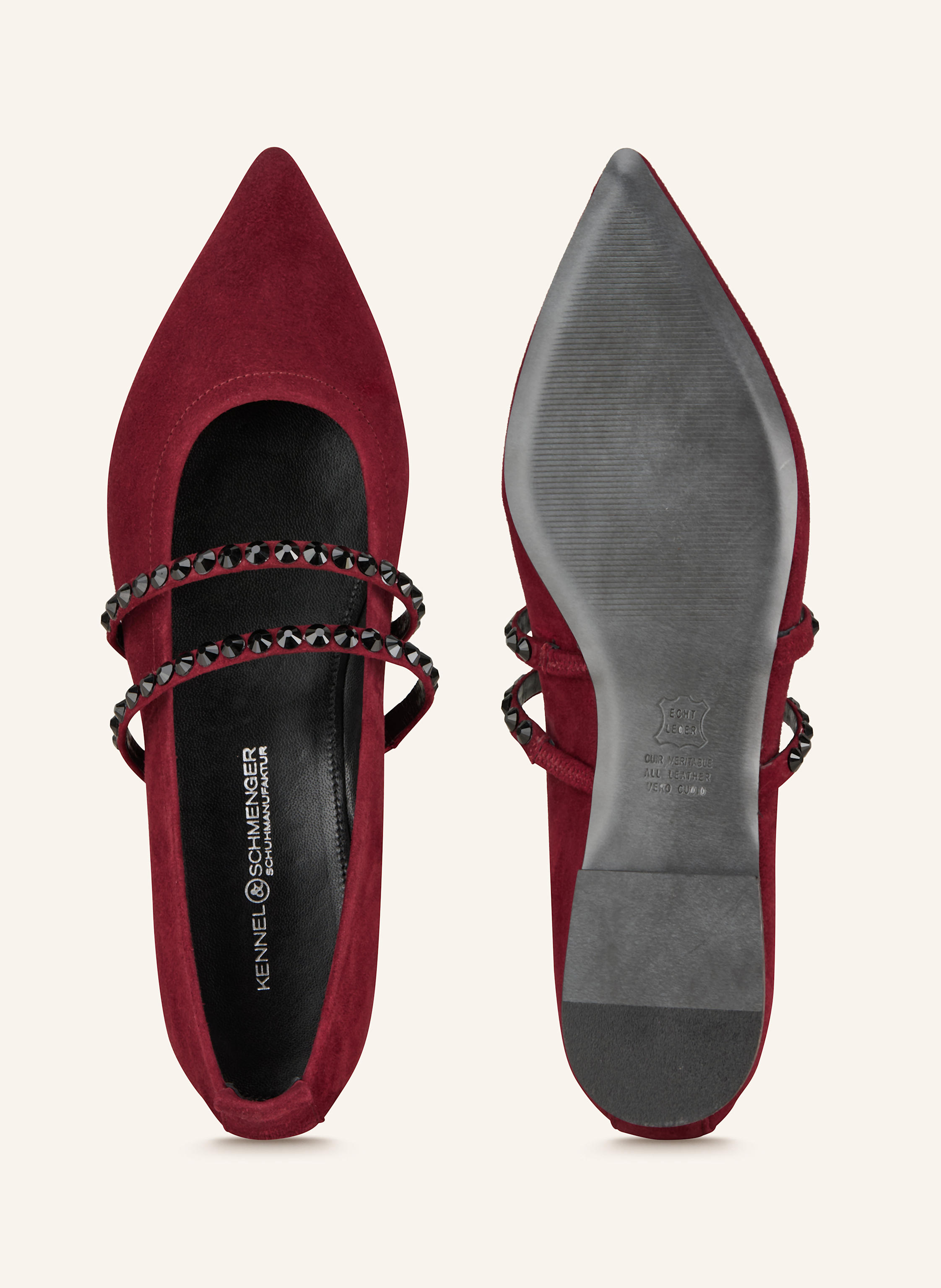Thumbnail - Kennel & Schmenger Mary-Jane-Ballerinas Greta Mit Schmucksteinen rot