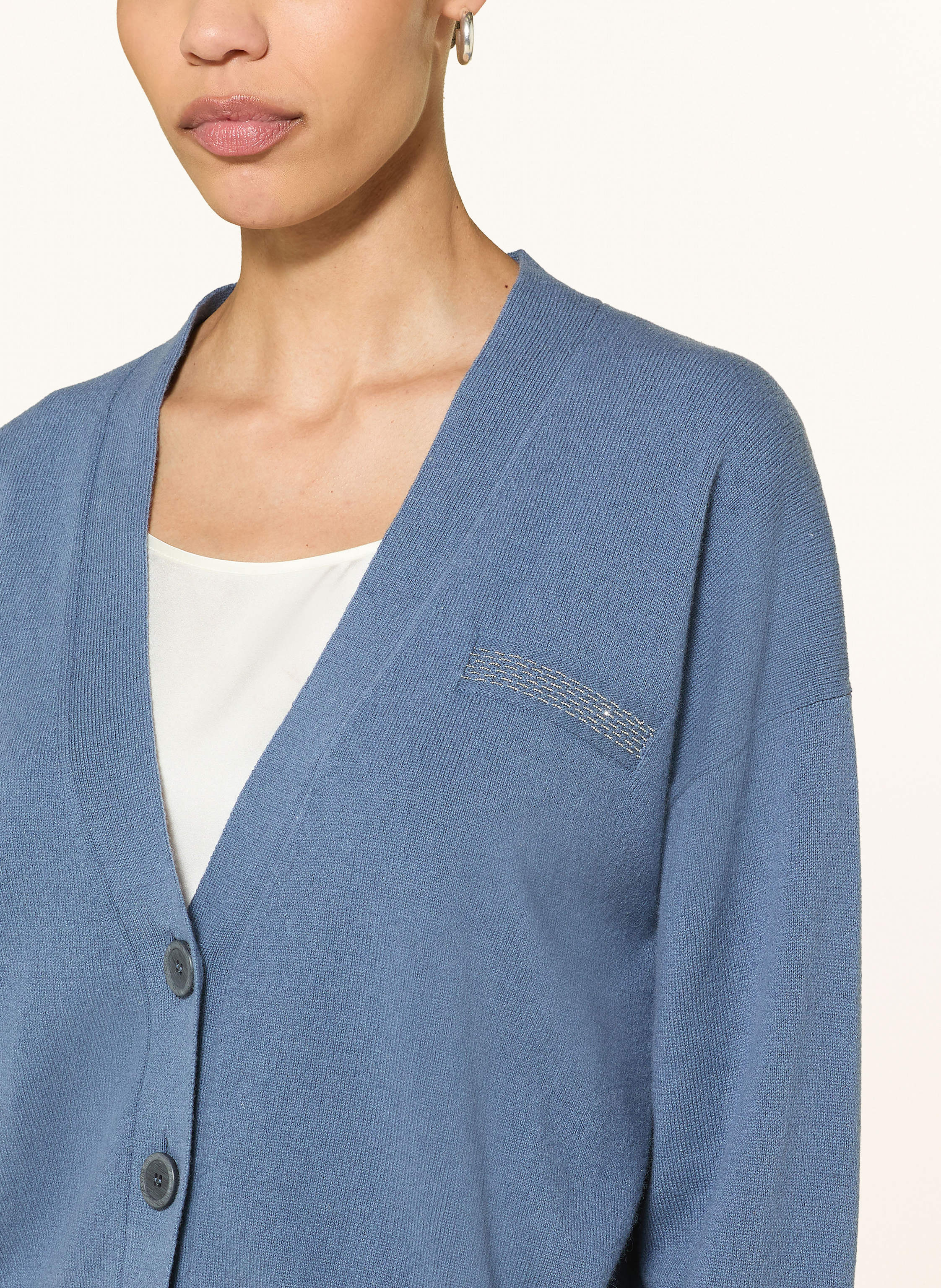 Thumbnail - Peserico Strickjacke Mit Seide Und Schmucksteinen blau