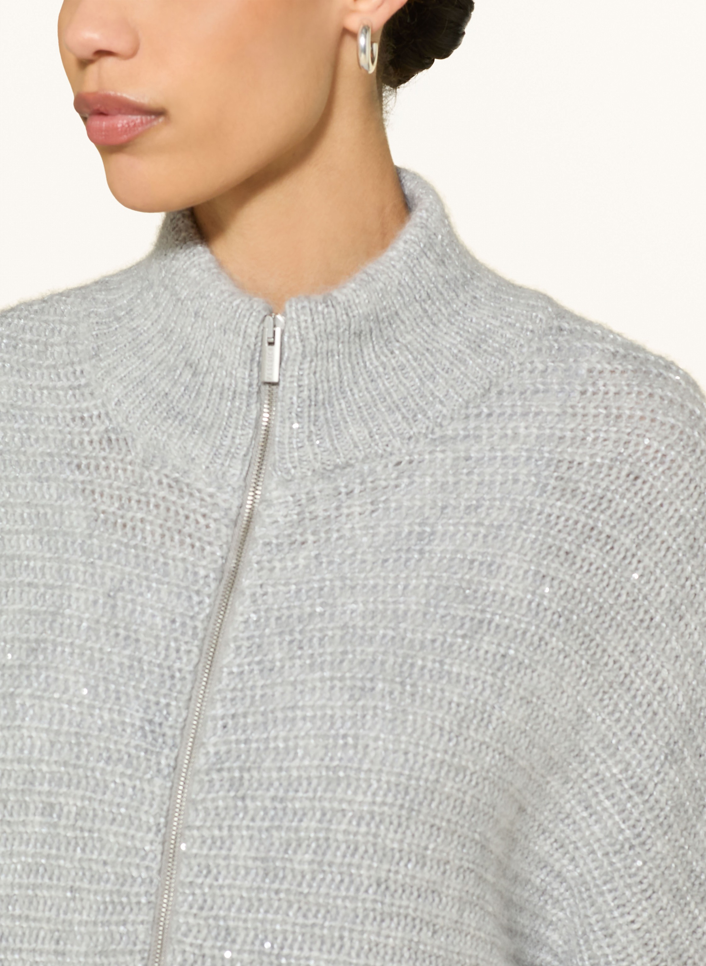 Thumbnail - Peserico Strickjacke Mit 3/4-Arm Und Pailletten grau