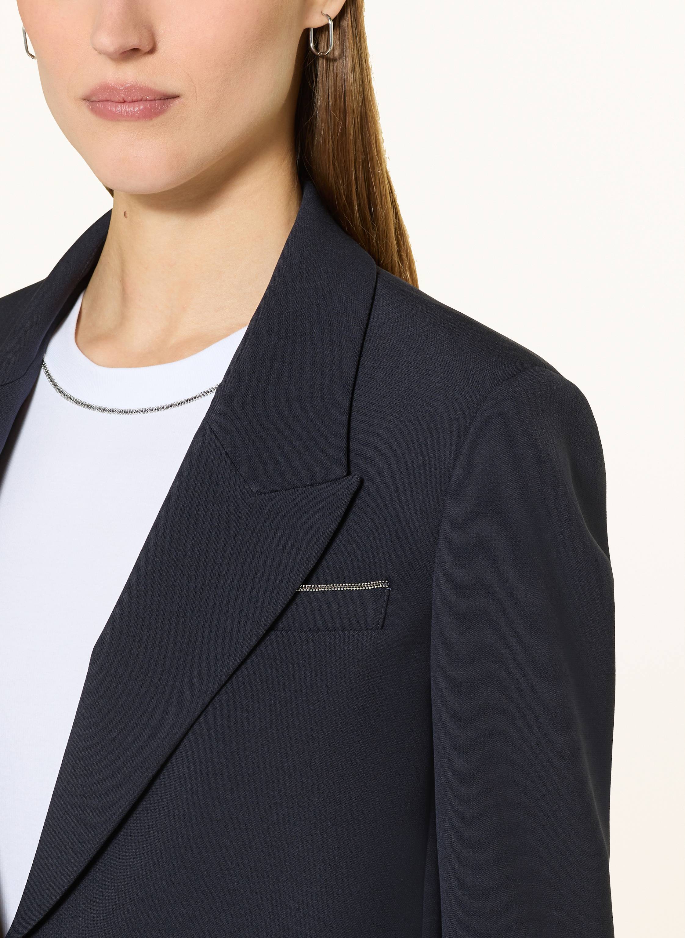 Thumbnail - Peserico Cropped-Blazer Mit Schmucksteinen blau