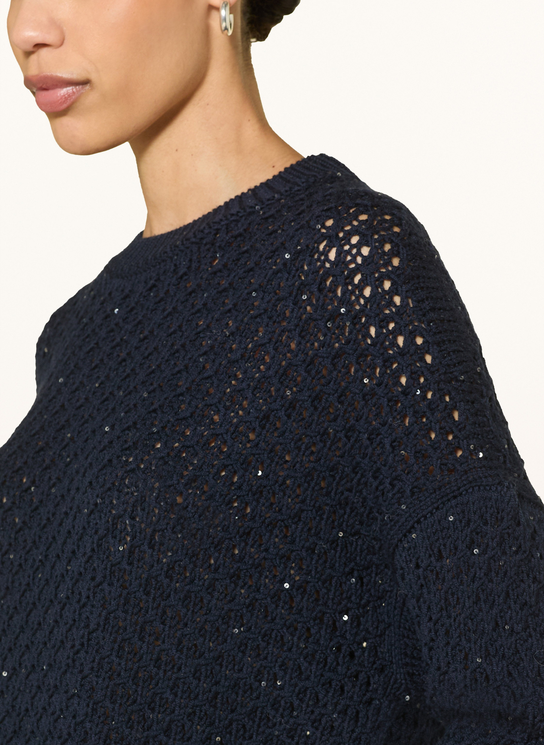 Thumbnail - Peserico Pullover Mit 3/4-Arm Und Pailletten blau