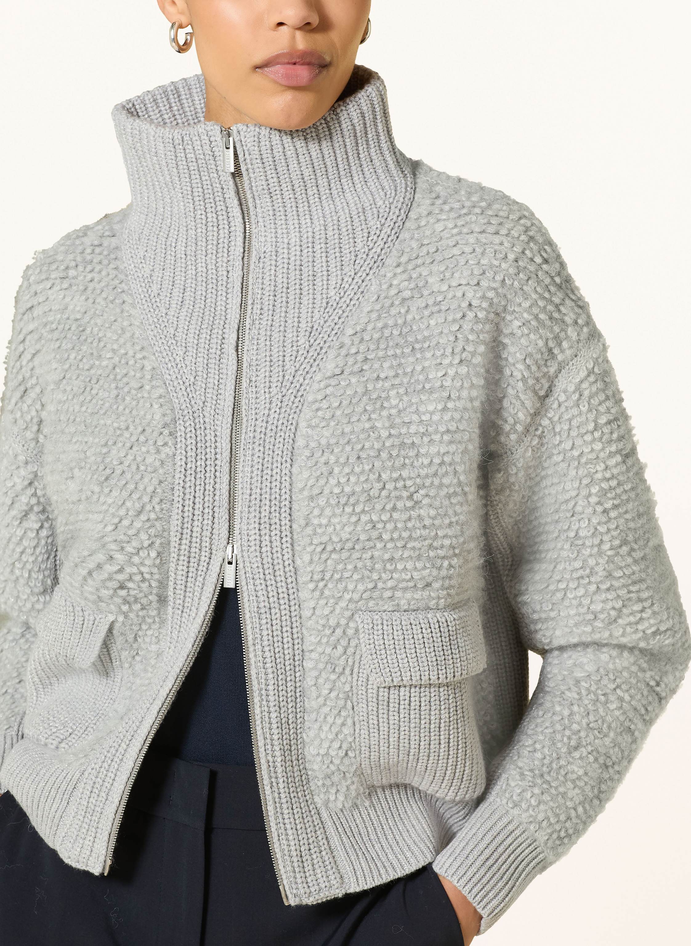 Thumbnail - Peserico Strickjacke Mit Glitzergarn grau