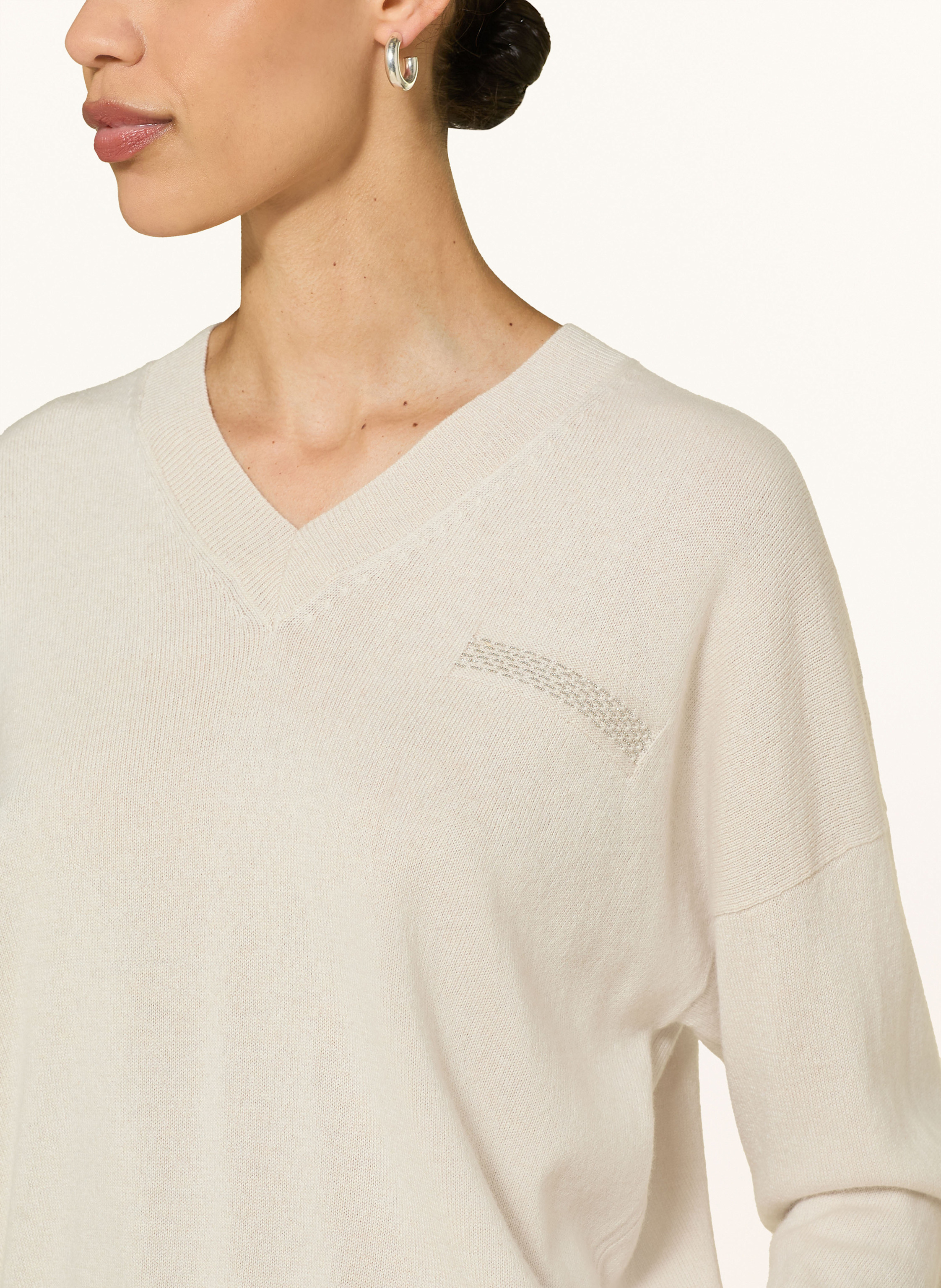 Thumbnail - Peserico Pullover Mit Seide Und Schmuckperlen beige
