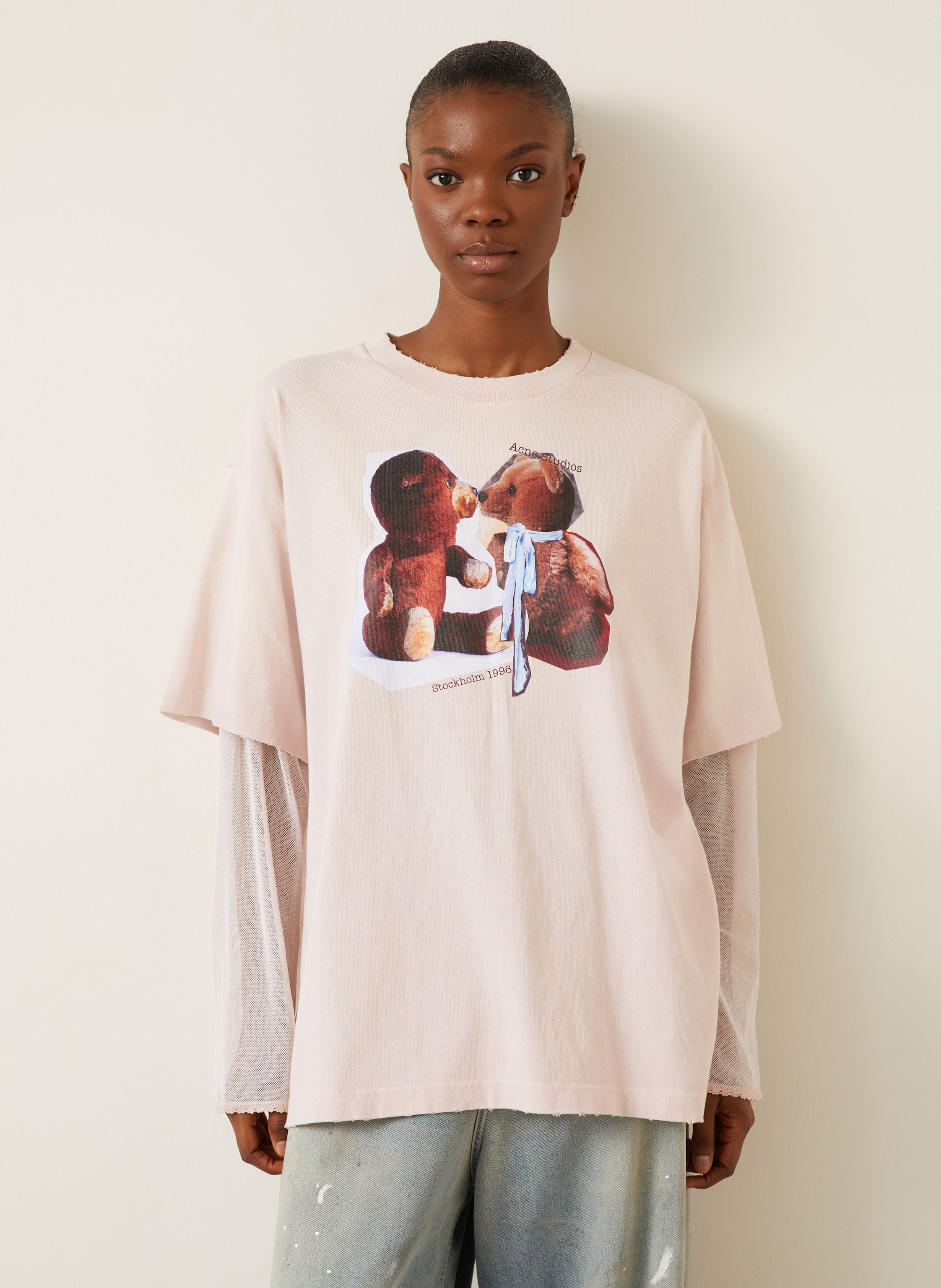 Thumbnail - Acne Studios Longsleeve Im Materialmix pink