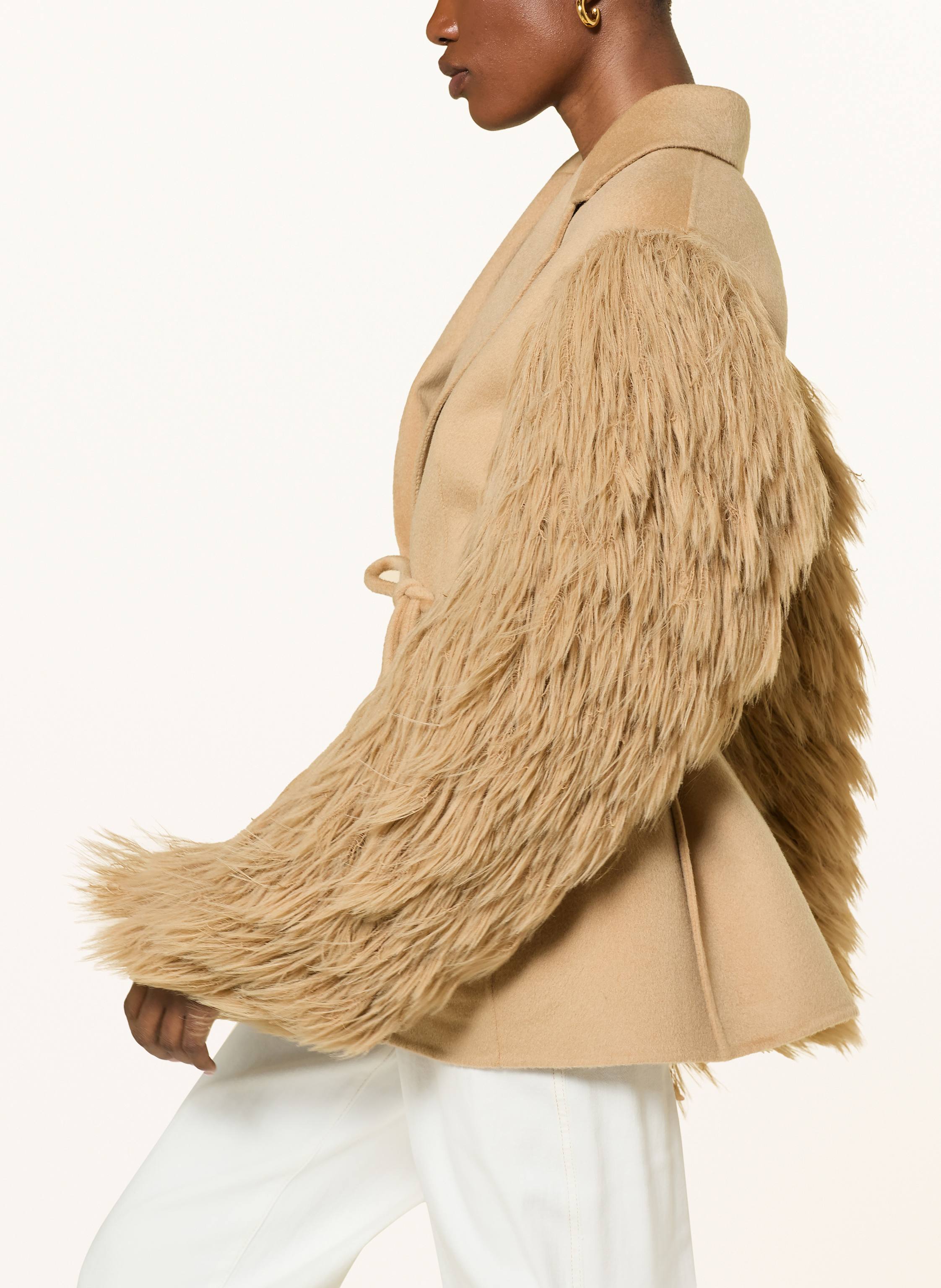 Thumbnail - By Malene Birger Jacke Mit Kunstpelz beige