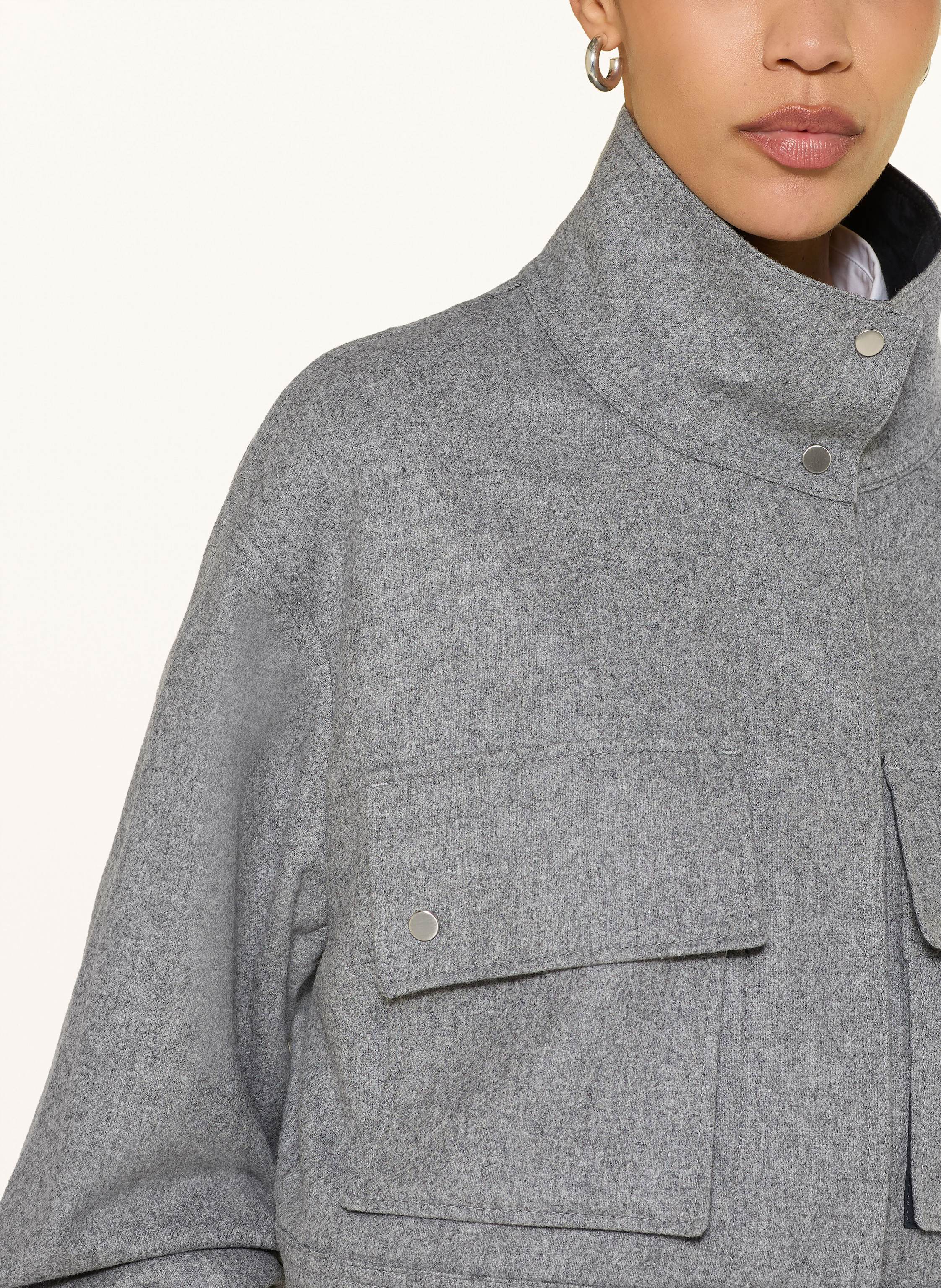 Thumbnail - Boss Kastenjacke Jardia Aus Flanell grau