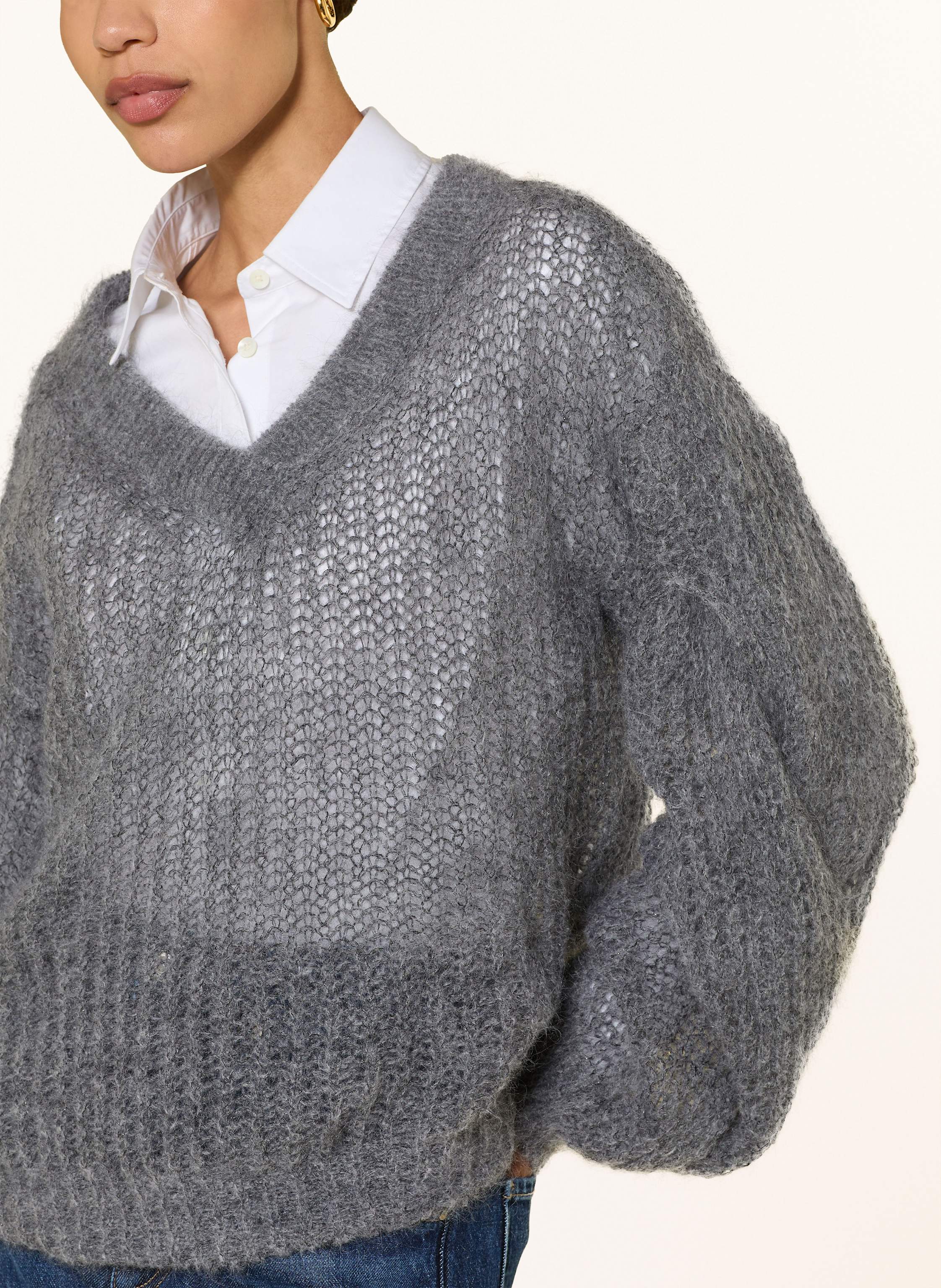 Thumbnail - Boss Pullover Fucinta Mit Mohair grau