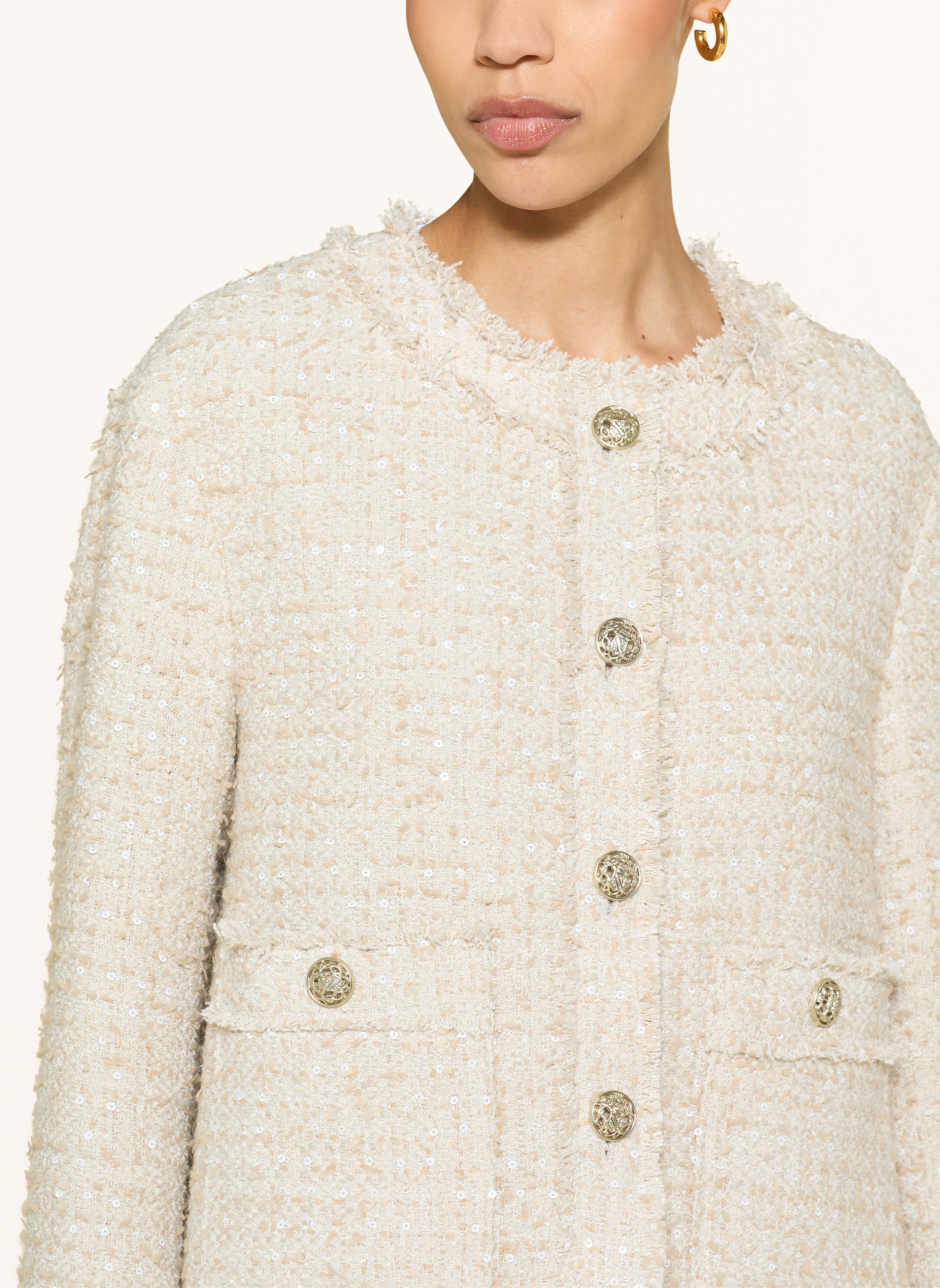 Thumbnail - Lilienfels Bouclé-Jacke Mit Pailletten beige