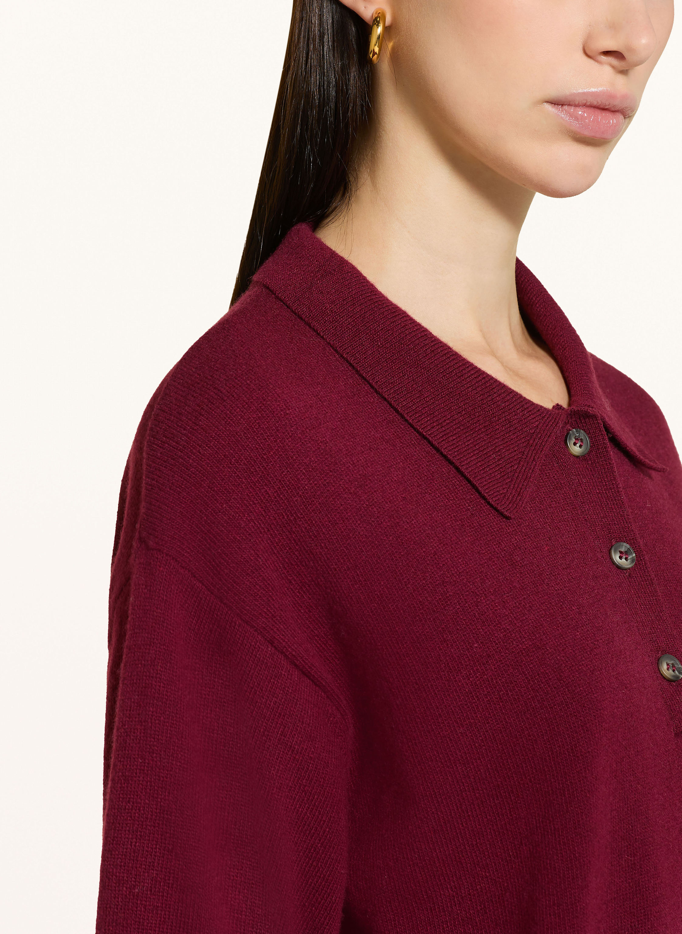 Thumbnail - Sosue Strick-Poloshirt Aus Merinowolle rot