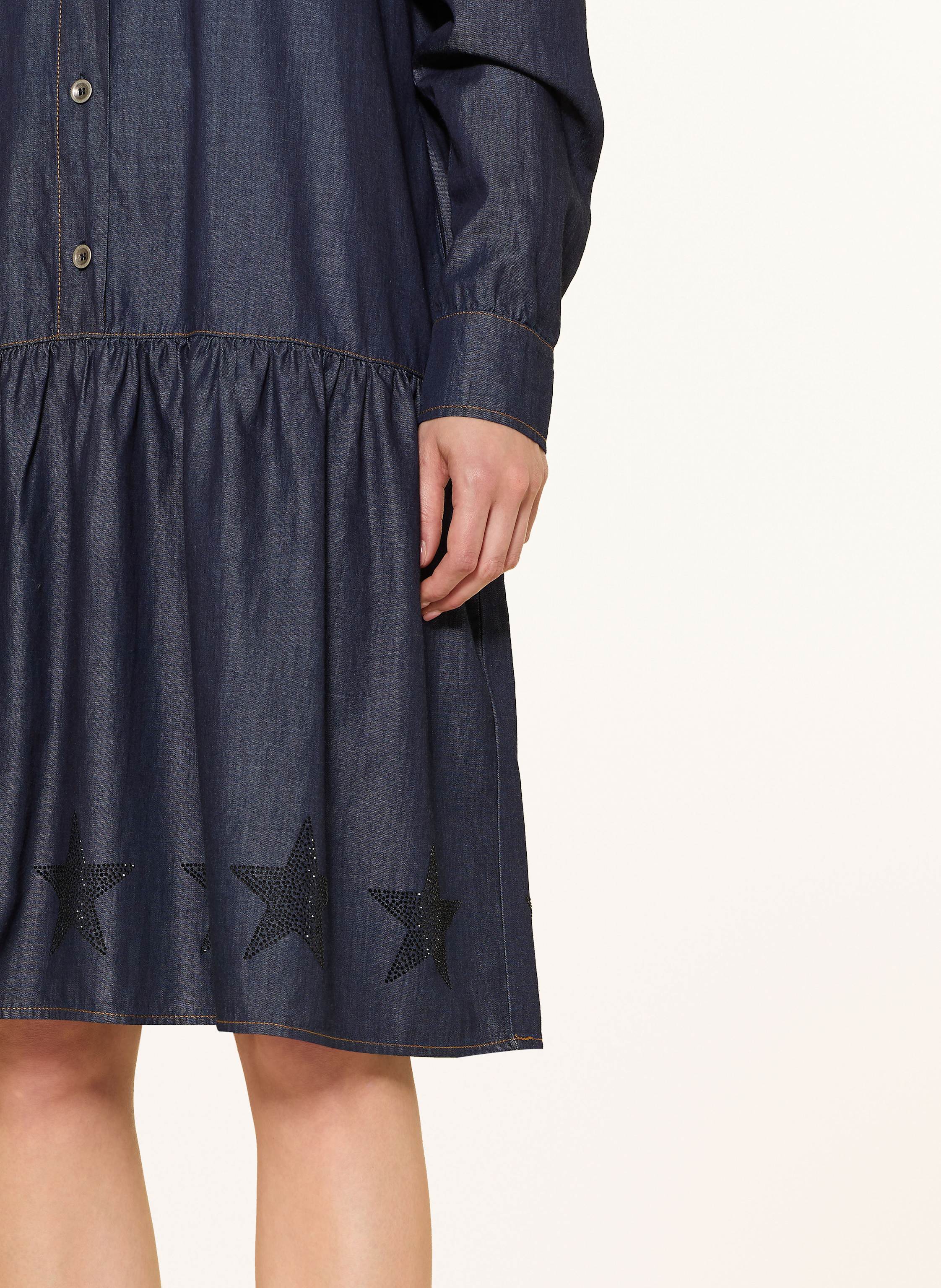 Thumbnail - Grace Hemdblusenkleid In Jeansoptik Mit Schmucksteinen blau