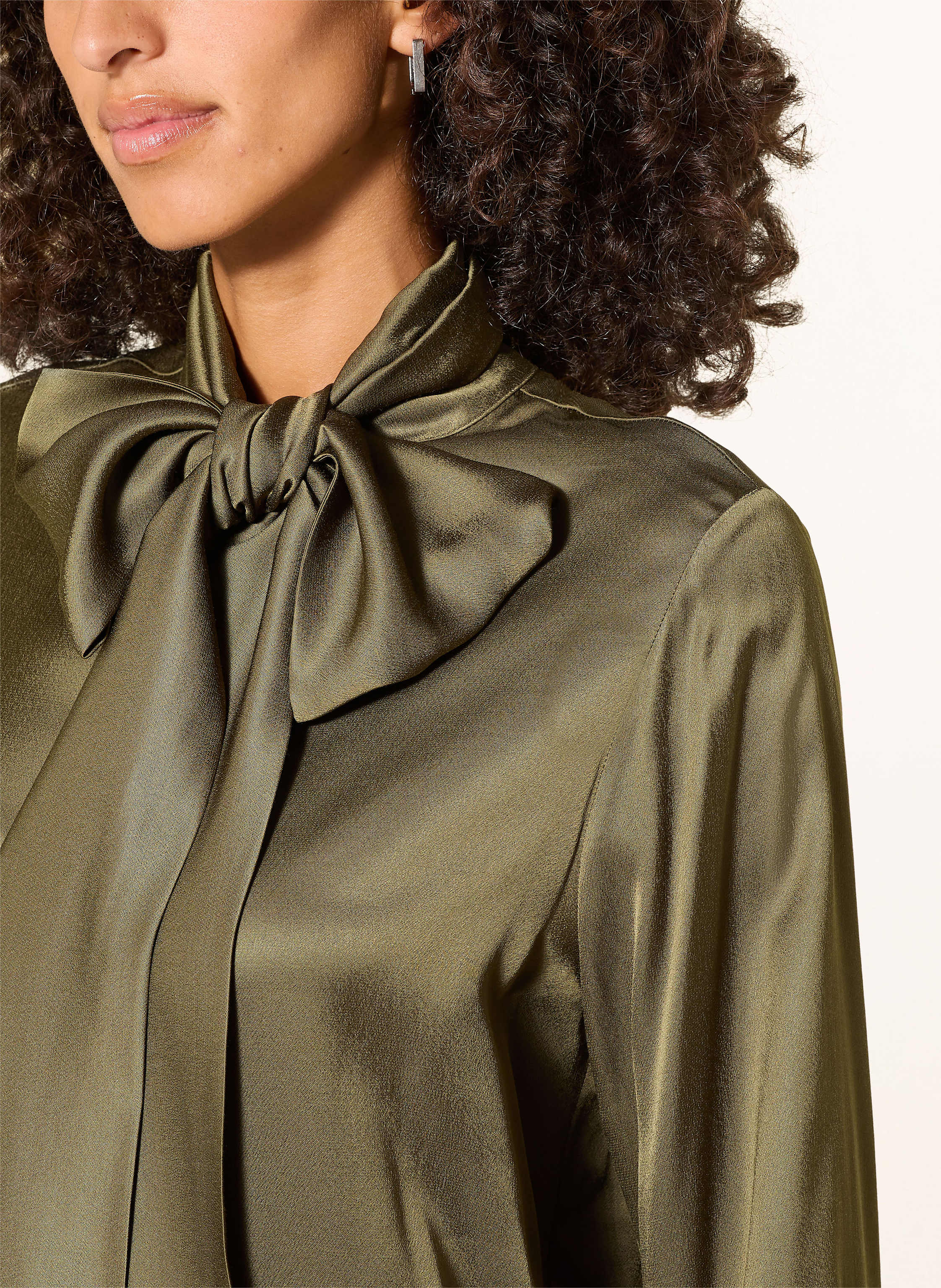 Thumbnail - Milano Italy Satinbluse Mit Abnehmbarer Schluppe gruen