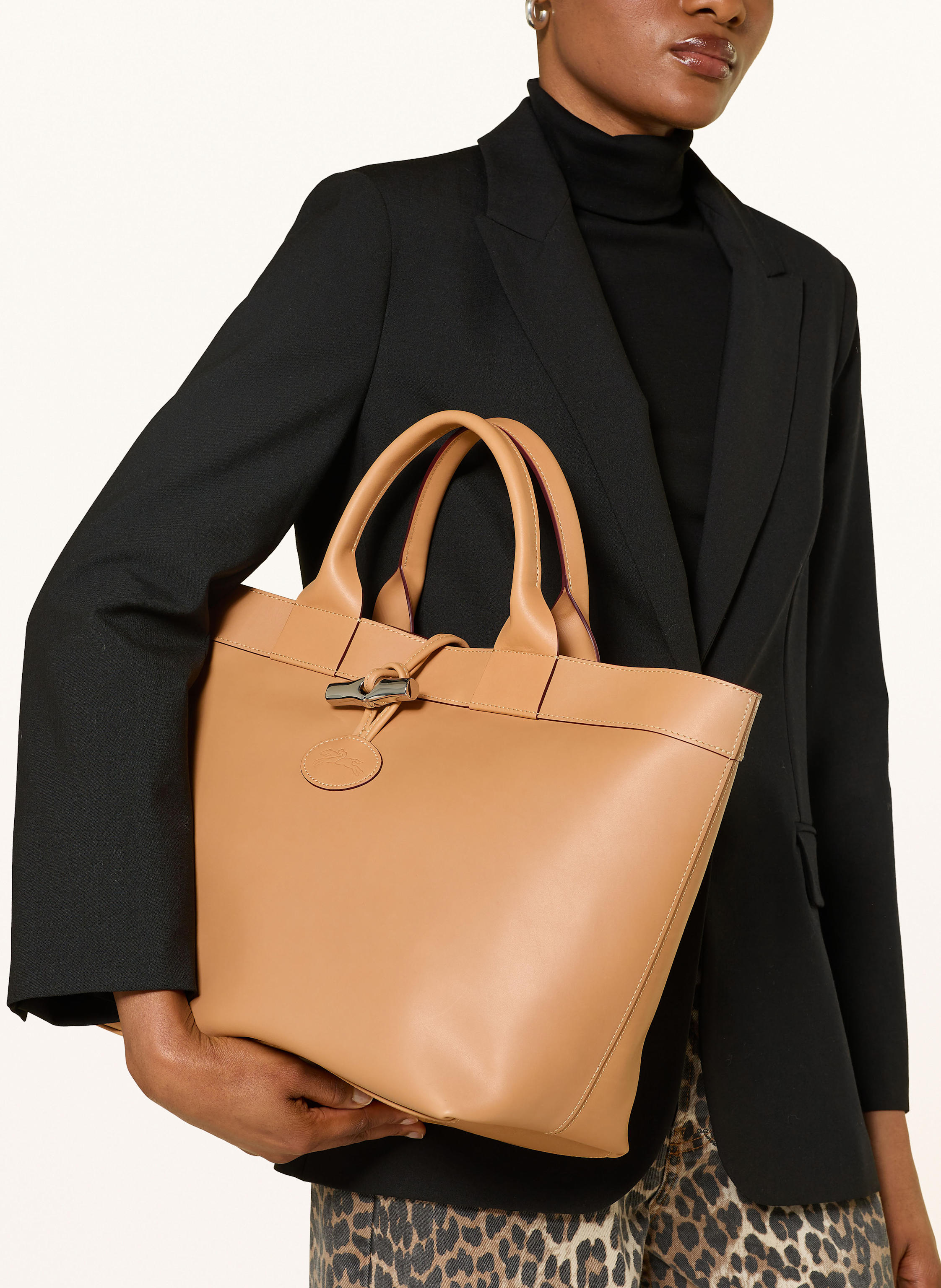 Thumbnail - Longchamp Shopper Le Roseau Large beige