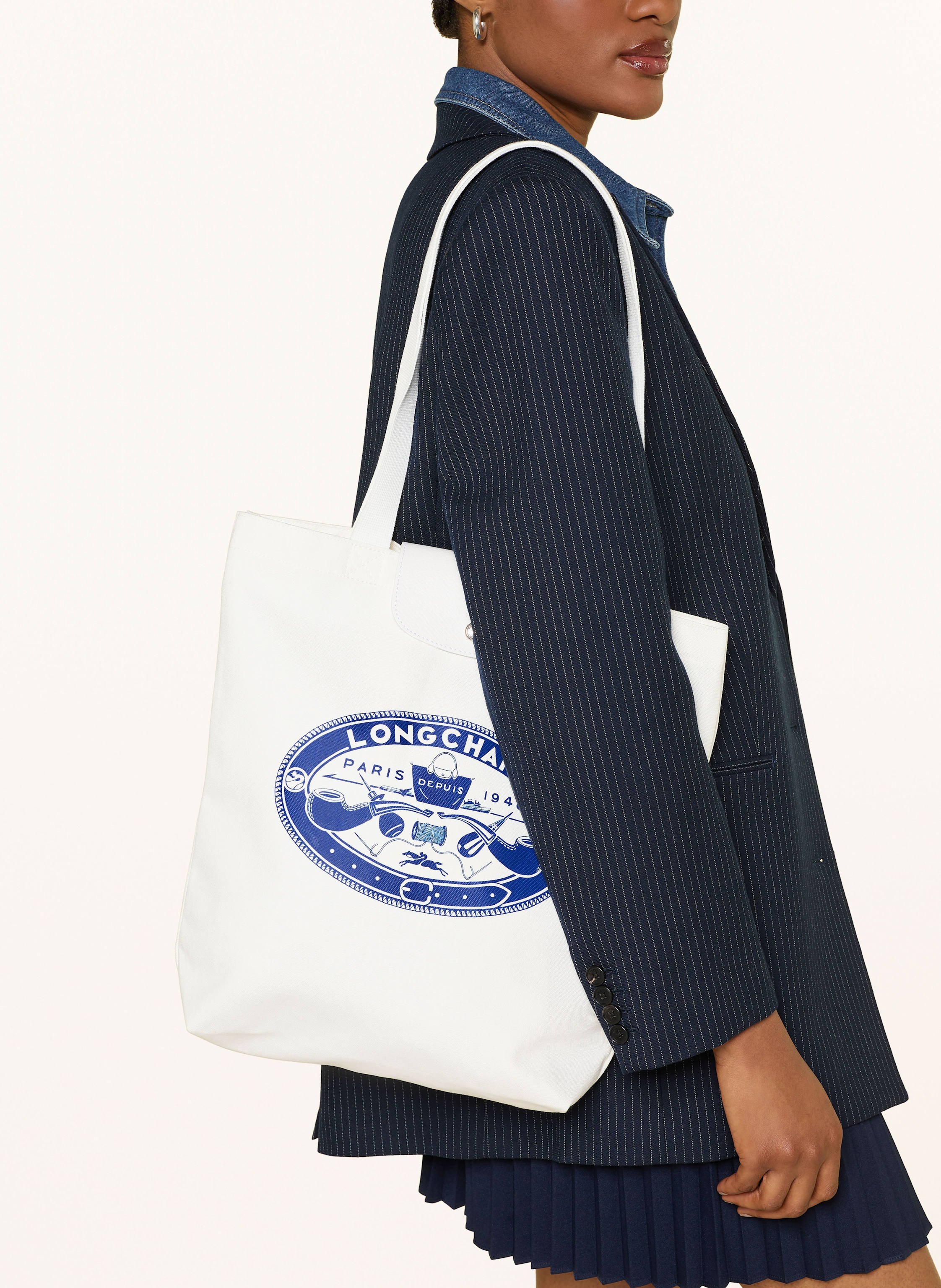 Thumbnail - Longchamp Shopper Le Pliage Medium weiss