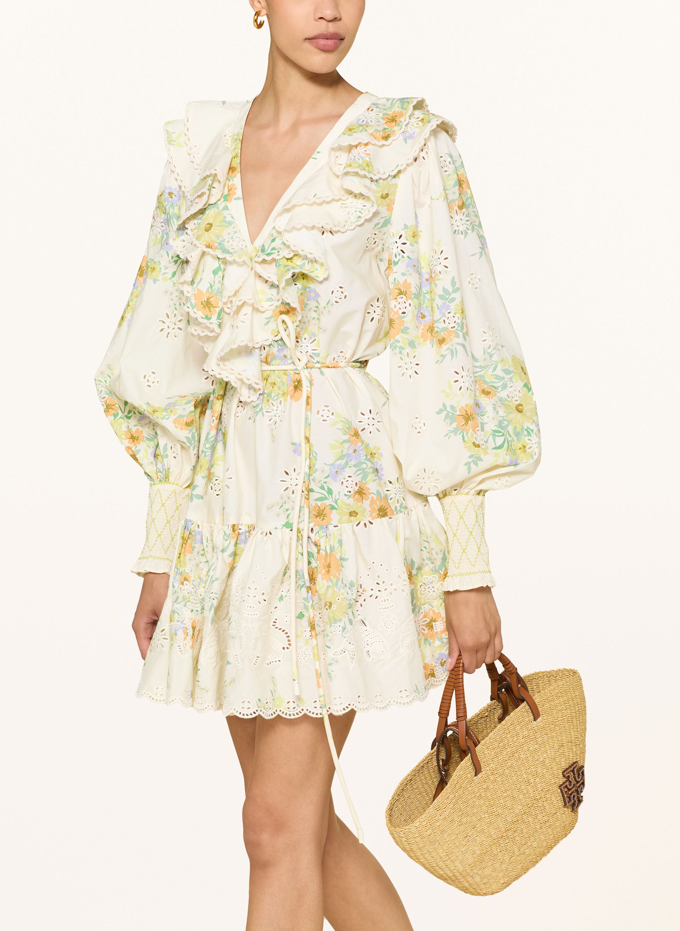 Thumbnail - Alémais Kleid Juliette Mit Lochspitze Und Volants weiss