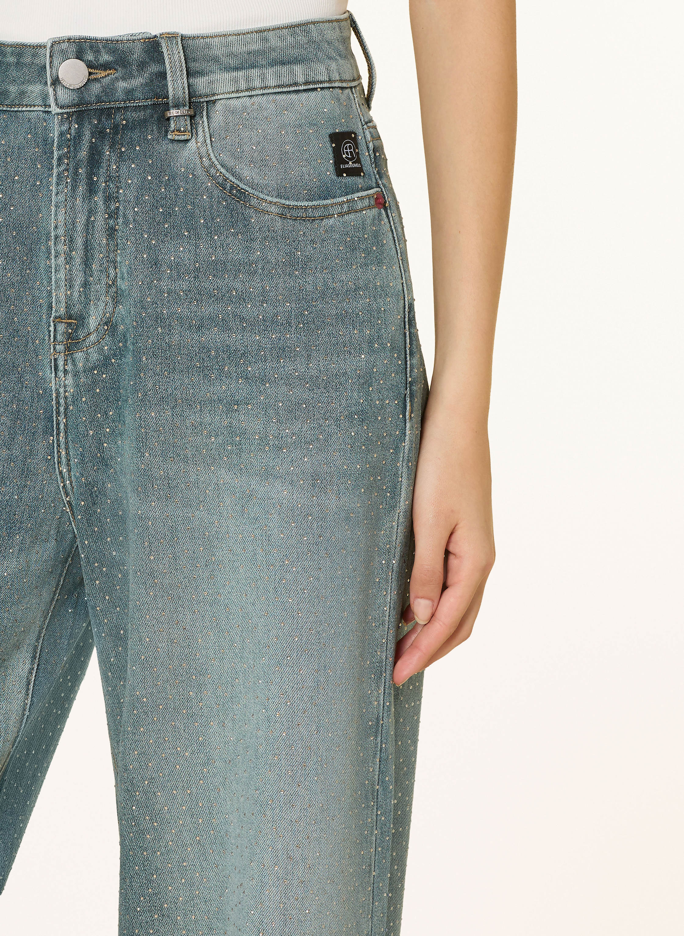 Thumbnail - Elias Rumelis Wide Leg Jeans Kalea Sparkle Mit Schmucksteinen blau