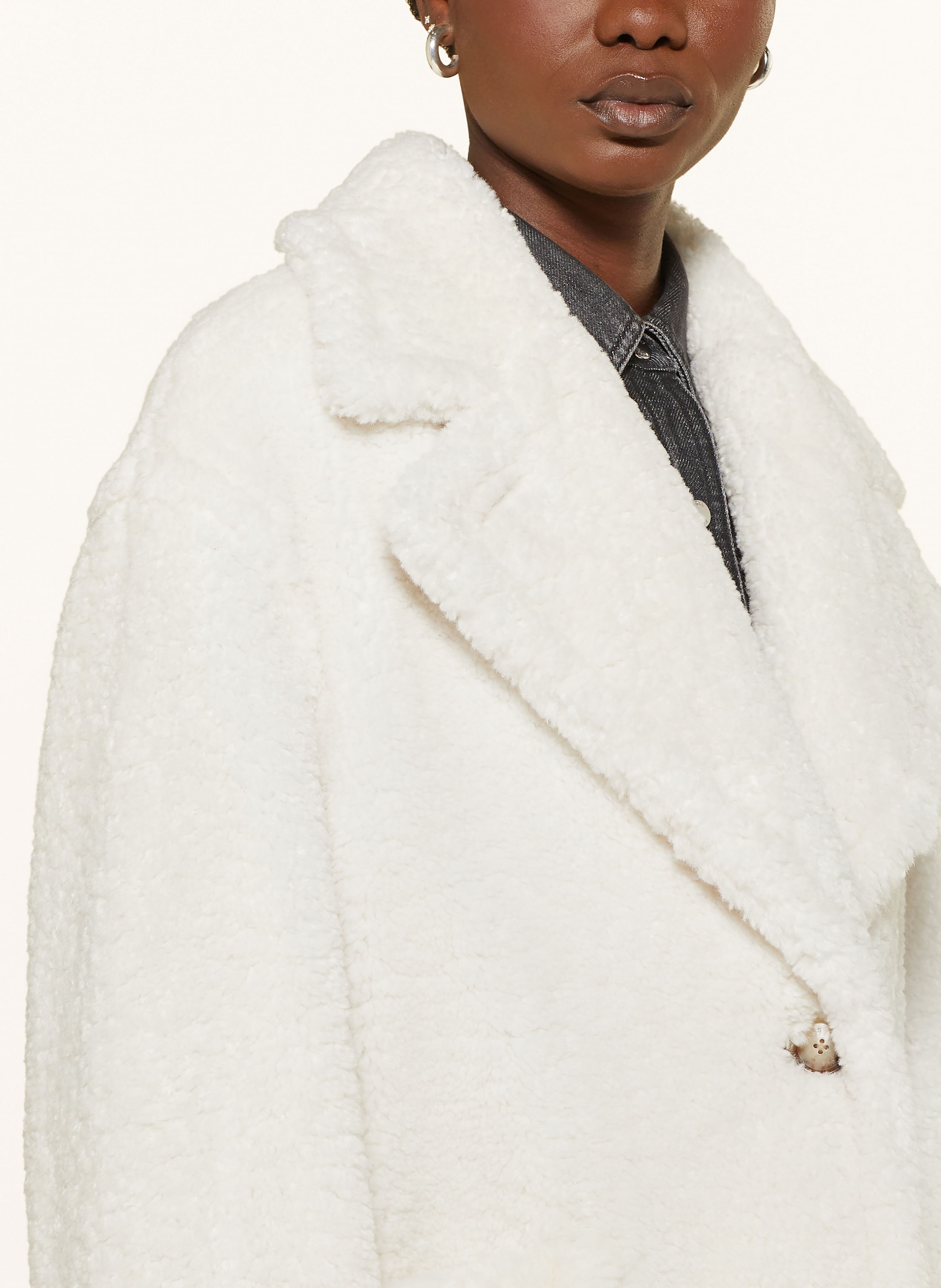 Thumbnail - Boss Teddyfell-Mantel Catedy weiss