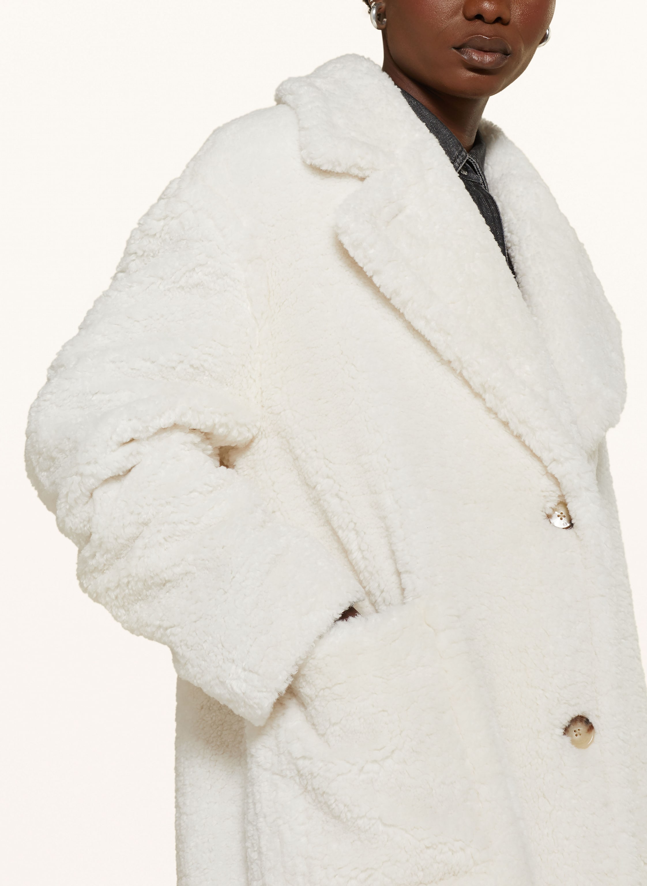 Thumbnail - Boss Teddyfell-Mantel Catedy weiss