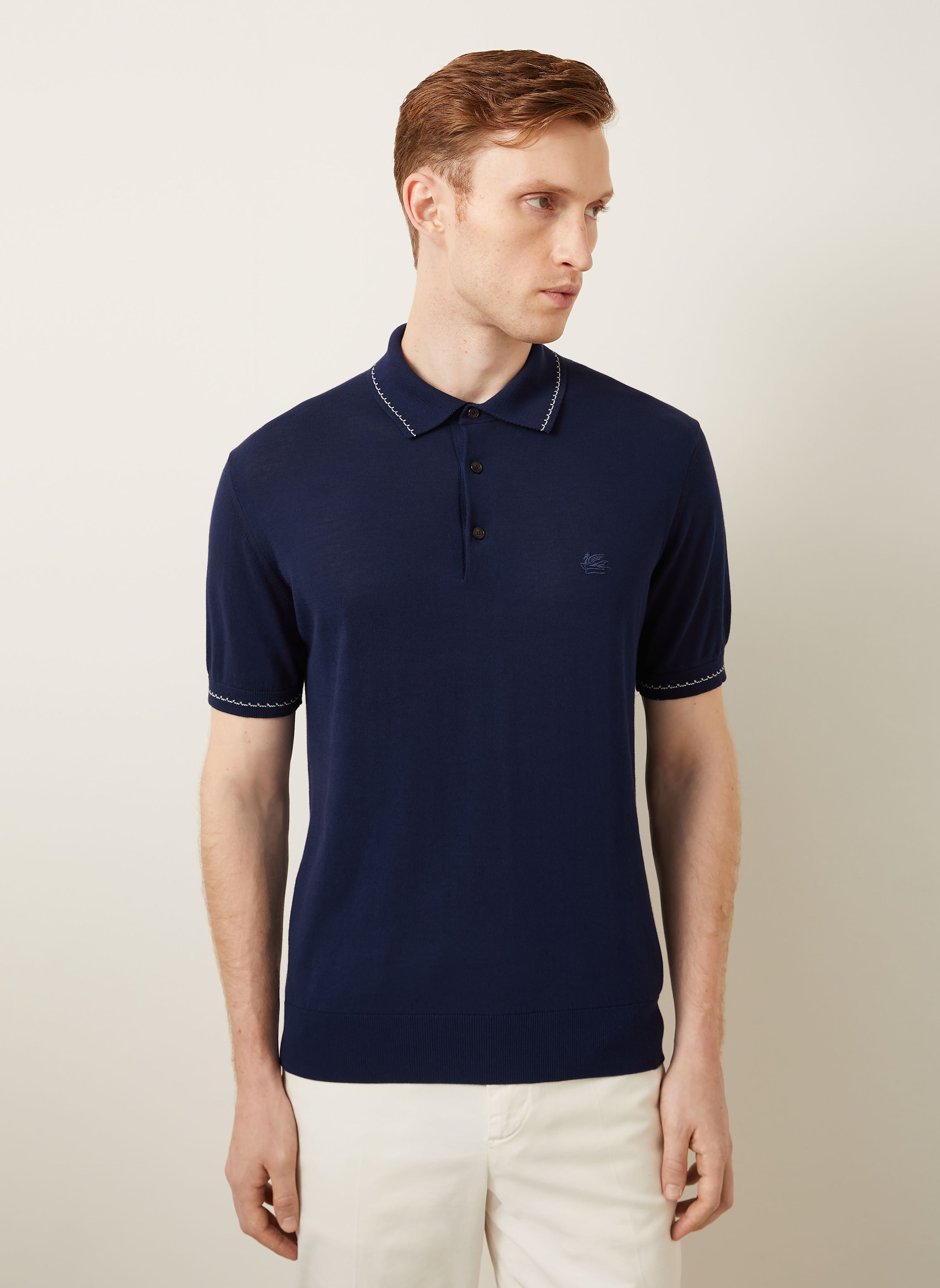 Thumbnail - Etro Strick-Poloshirt Regular Fit blau