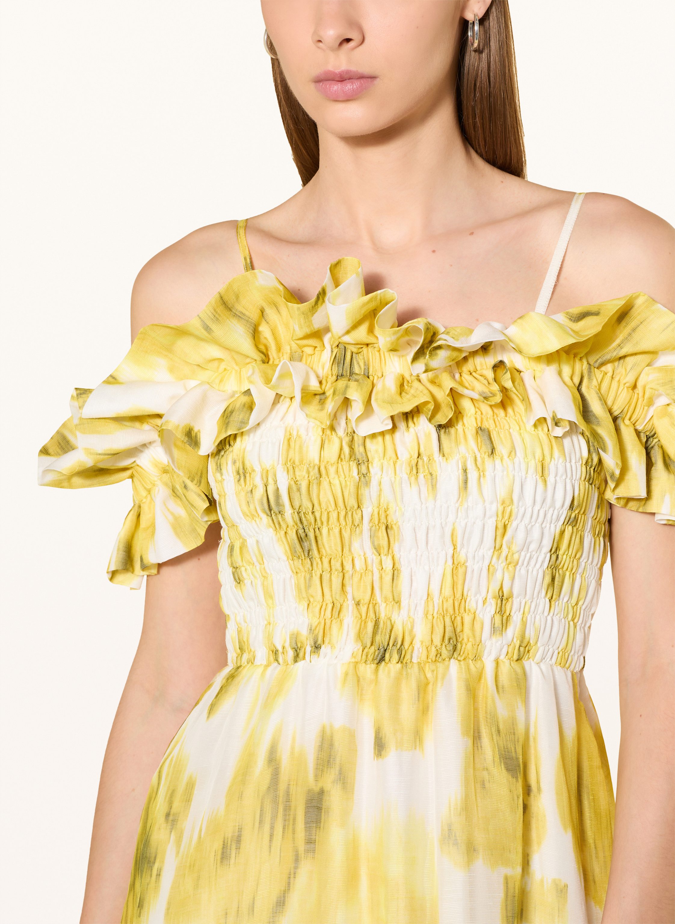 Thumbnail - Maryan Mehlhorn Strandkleid Soft Focus Florals Mit Leinen Und Seide gelb