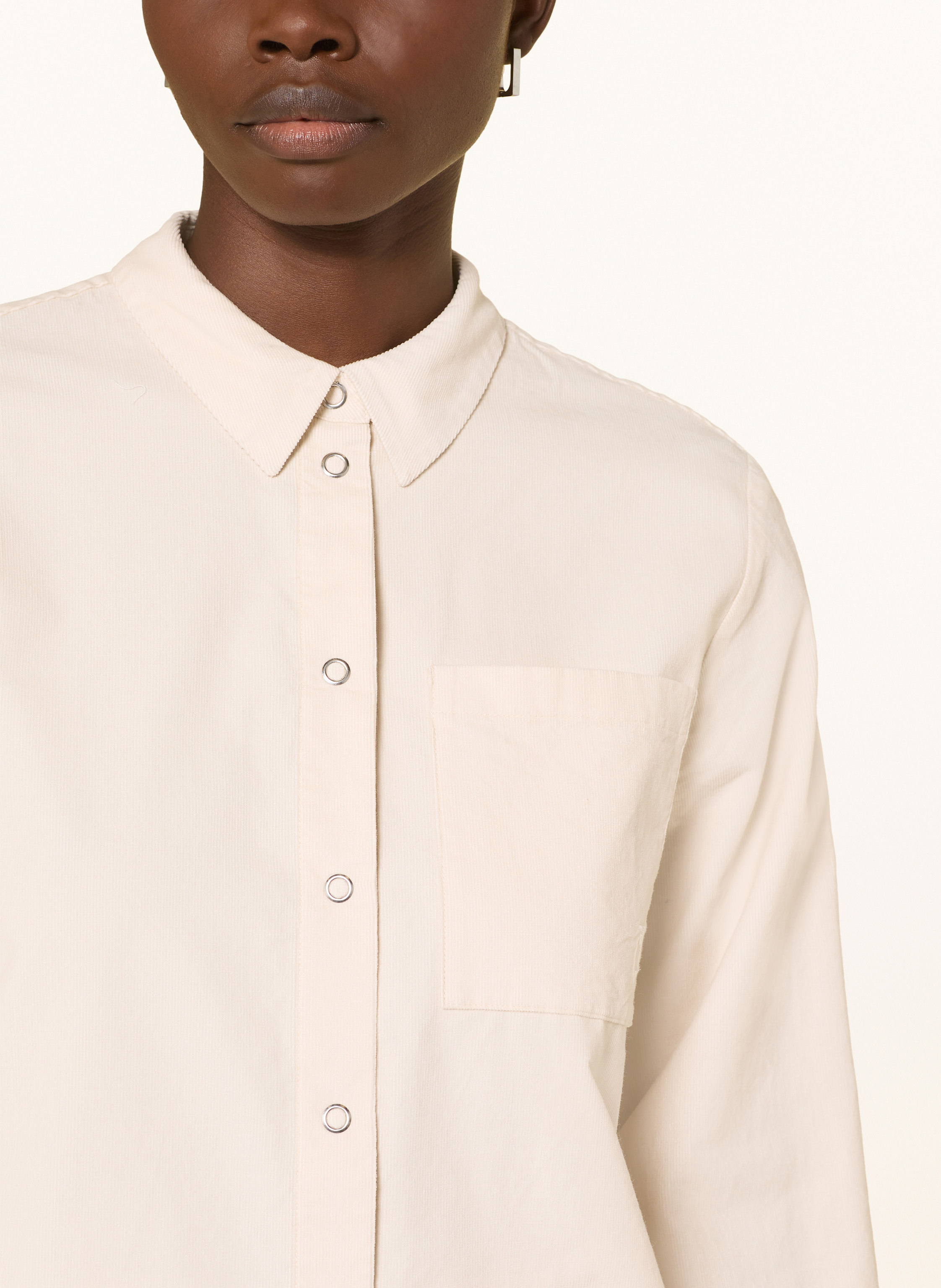 Thumbnail - Comma Casual Identity Hemdbluse Aus Cord Mit Rüschen beige