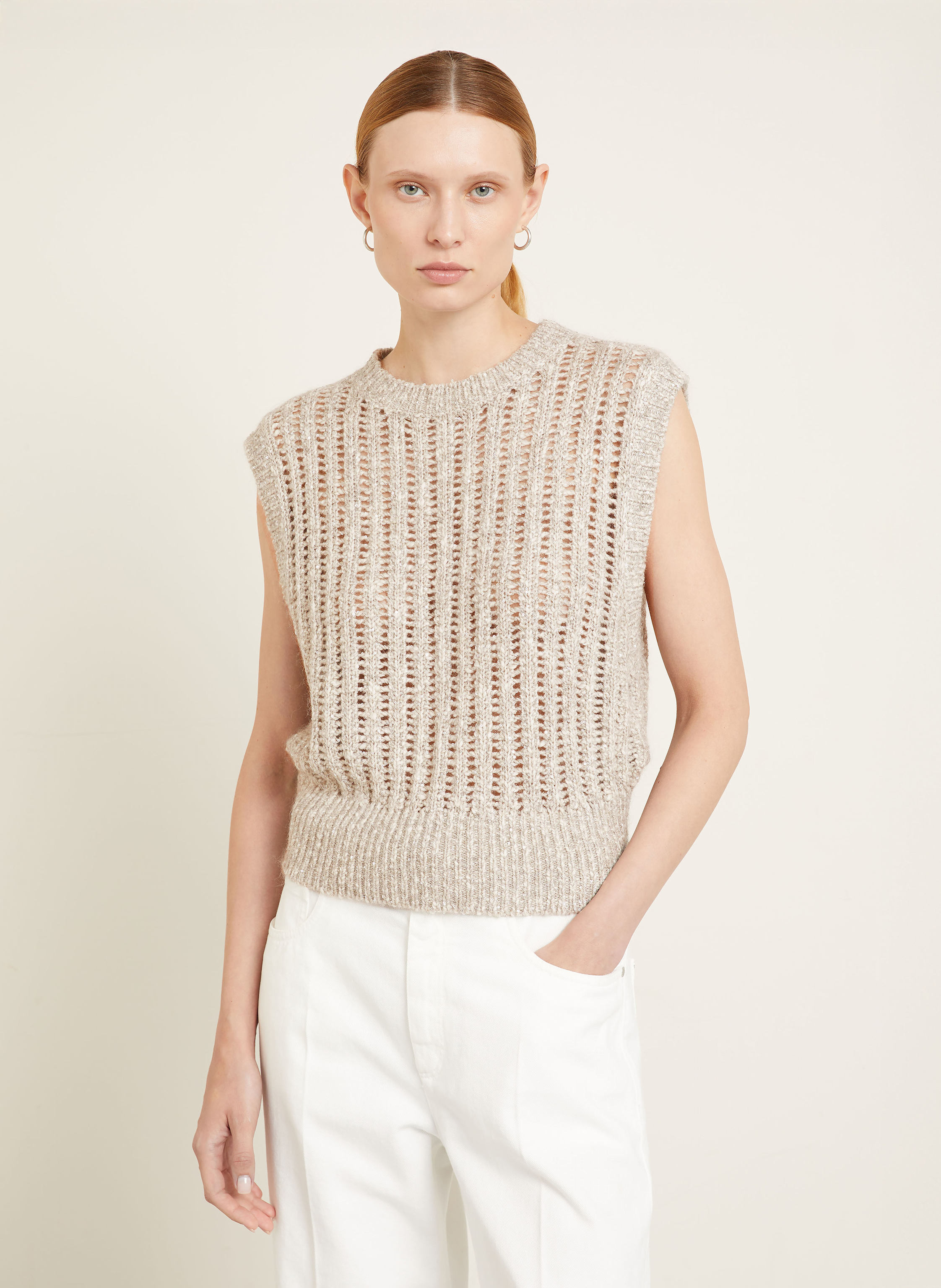 Thumbnail - Brunello Cucinelli Pullunder Mit Pailletten grau