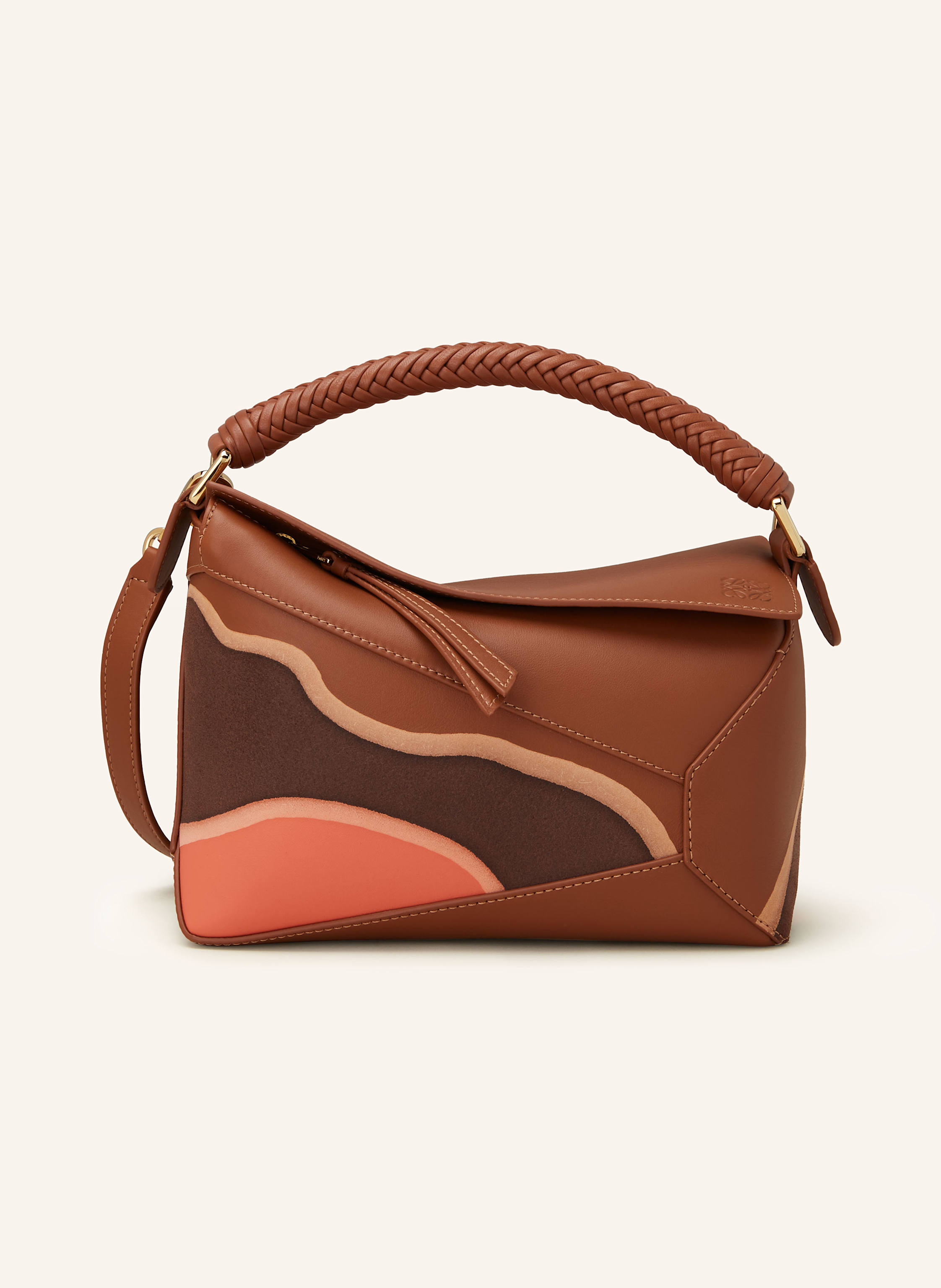 Loewe Loewe Handtasche Puzzle Edge Landscape Small rot in BRAUN / ROSA / FUCHSIA