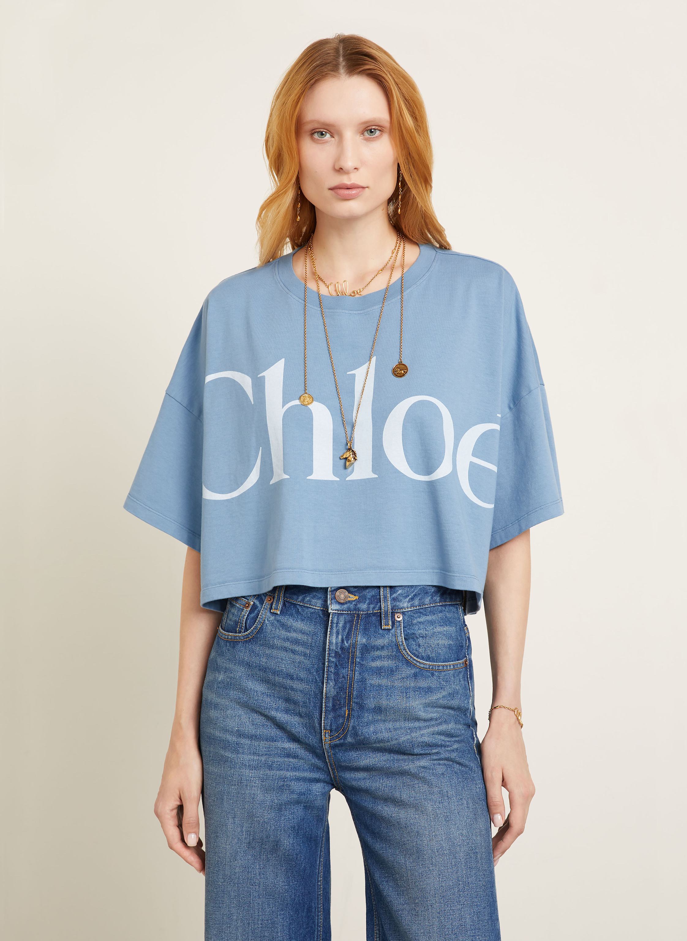 Thumbnail - Chloé Cropped-Shirt blau