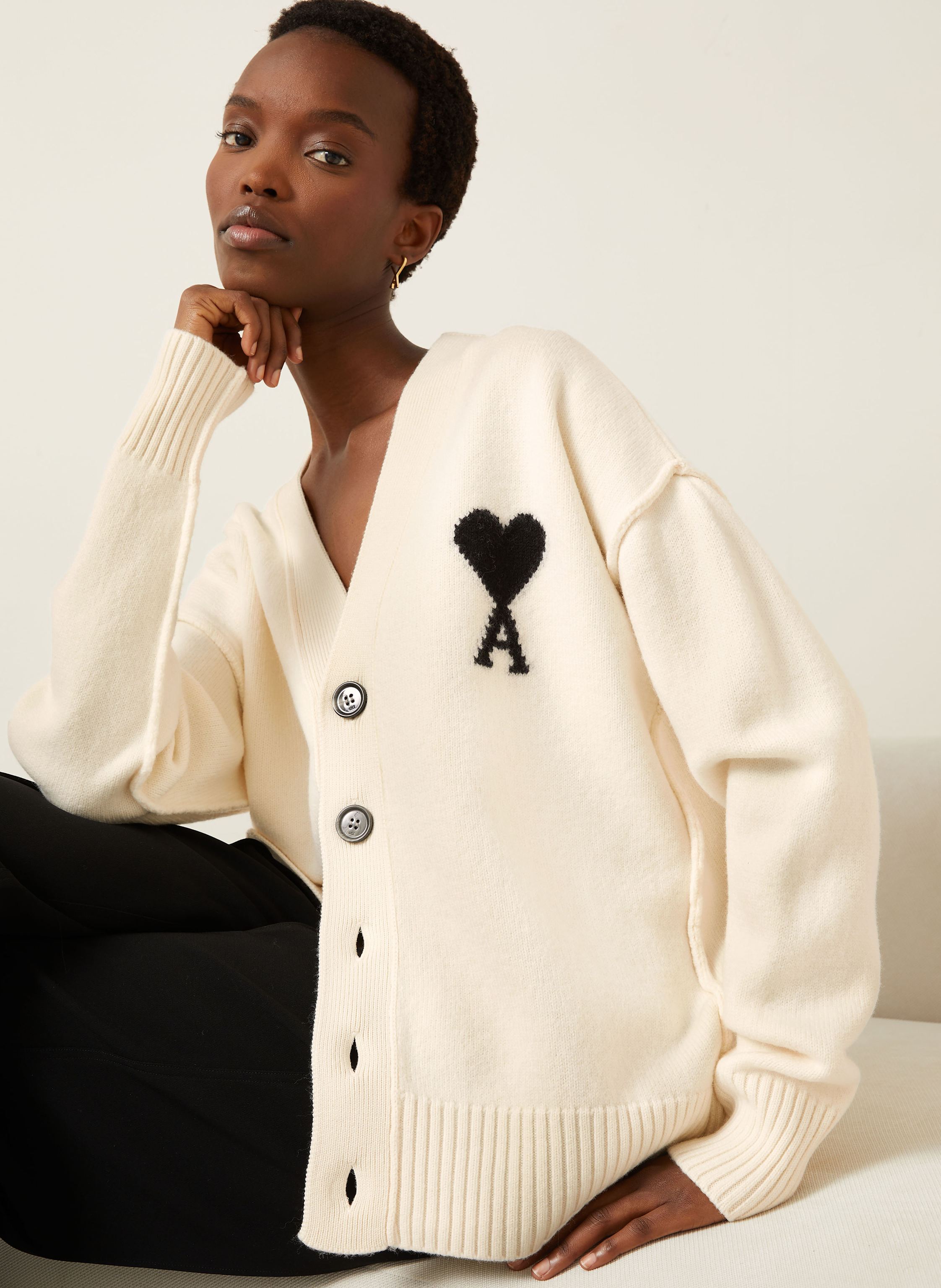 Thumbnail - Ami Paris Strickjacke weiss