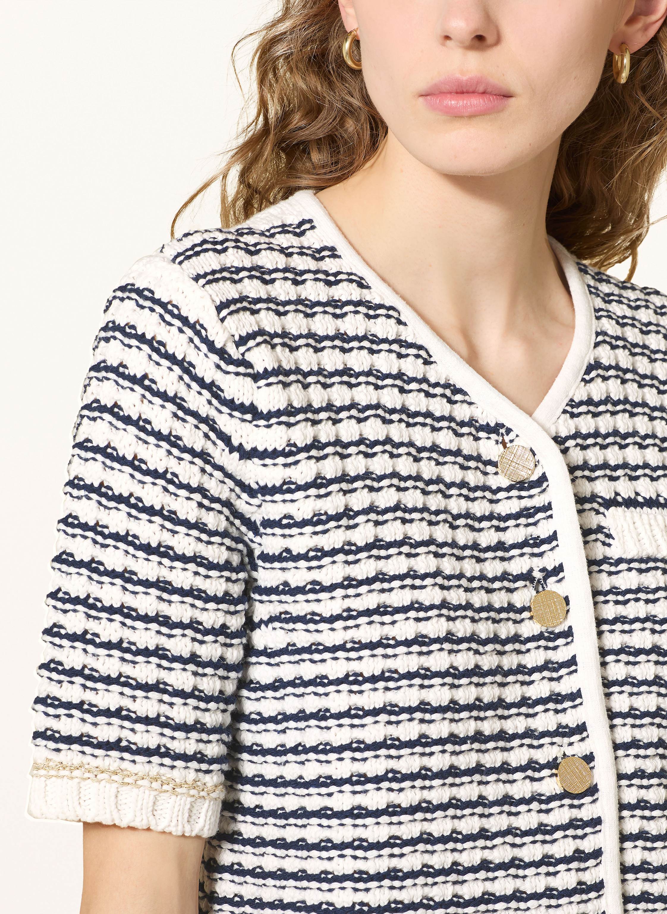 Thumbnail - Rich & Royal Strickjacke Mit Glitzergarn weiss