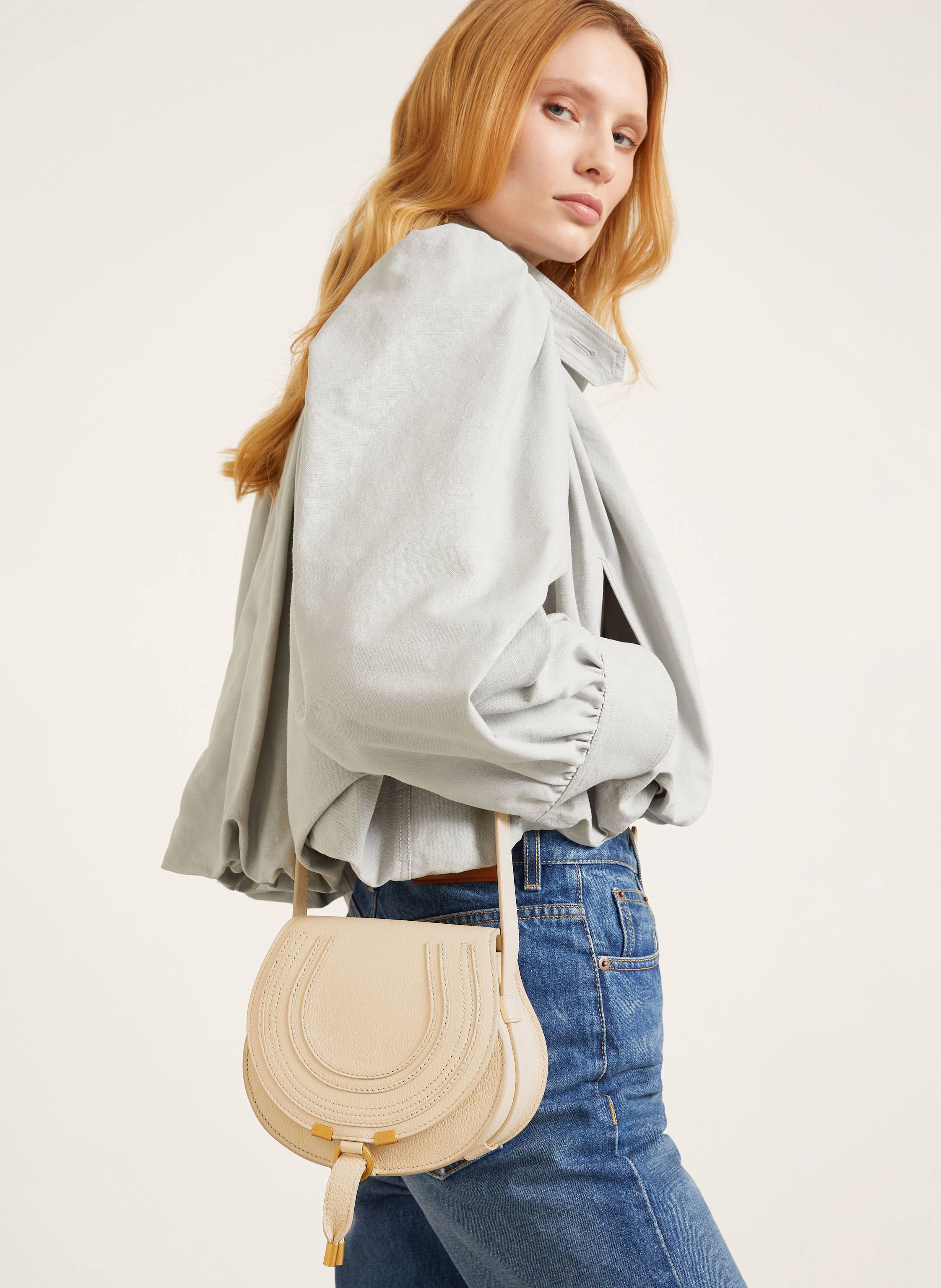 Thumbnail - Chloé Umhängetasche Marcie beige