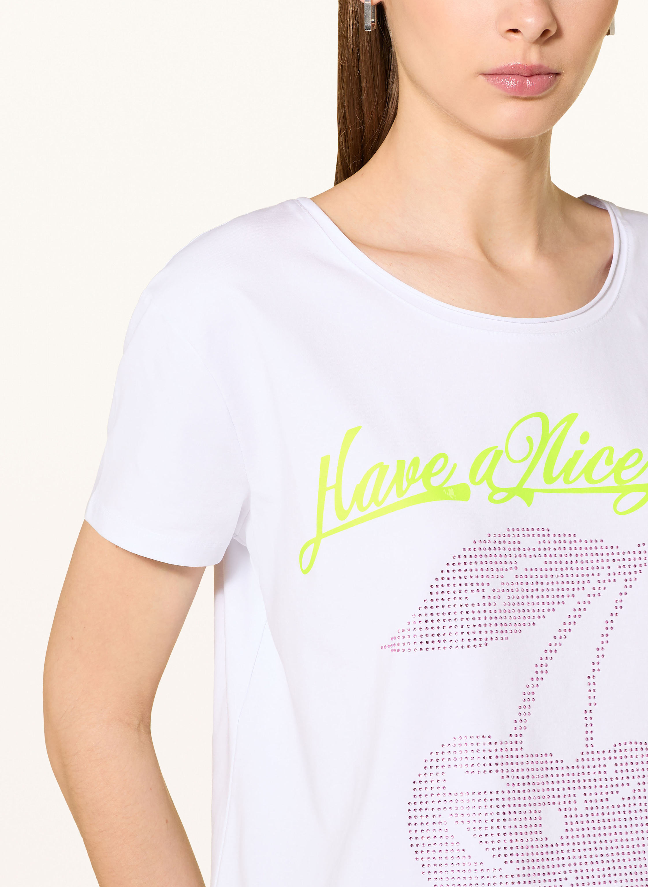 Thumbnail - Miss Goodlife T-Shirt Have A Nice Day Mit Schmucksteinen weiss