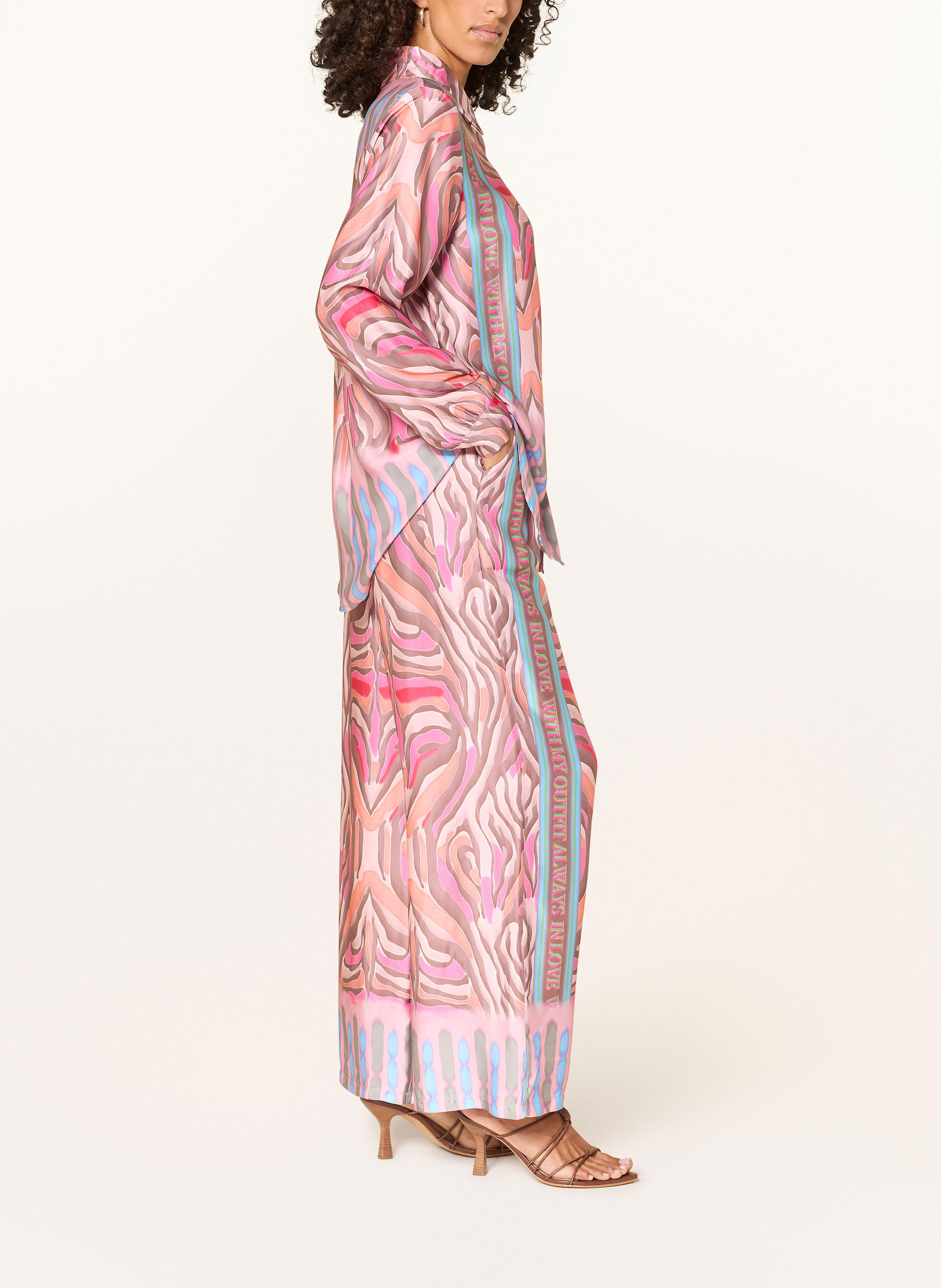 Thumbnail - Miss Goodlife Marlenehose Aus Satin rosa