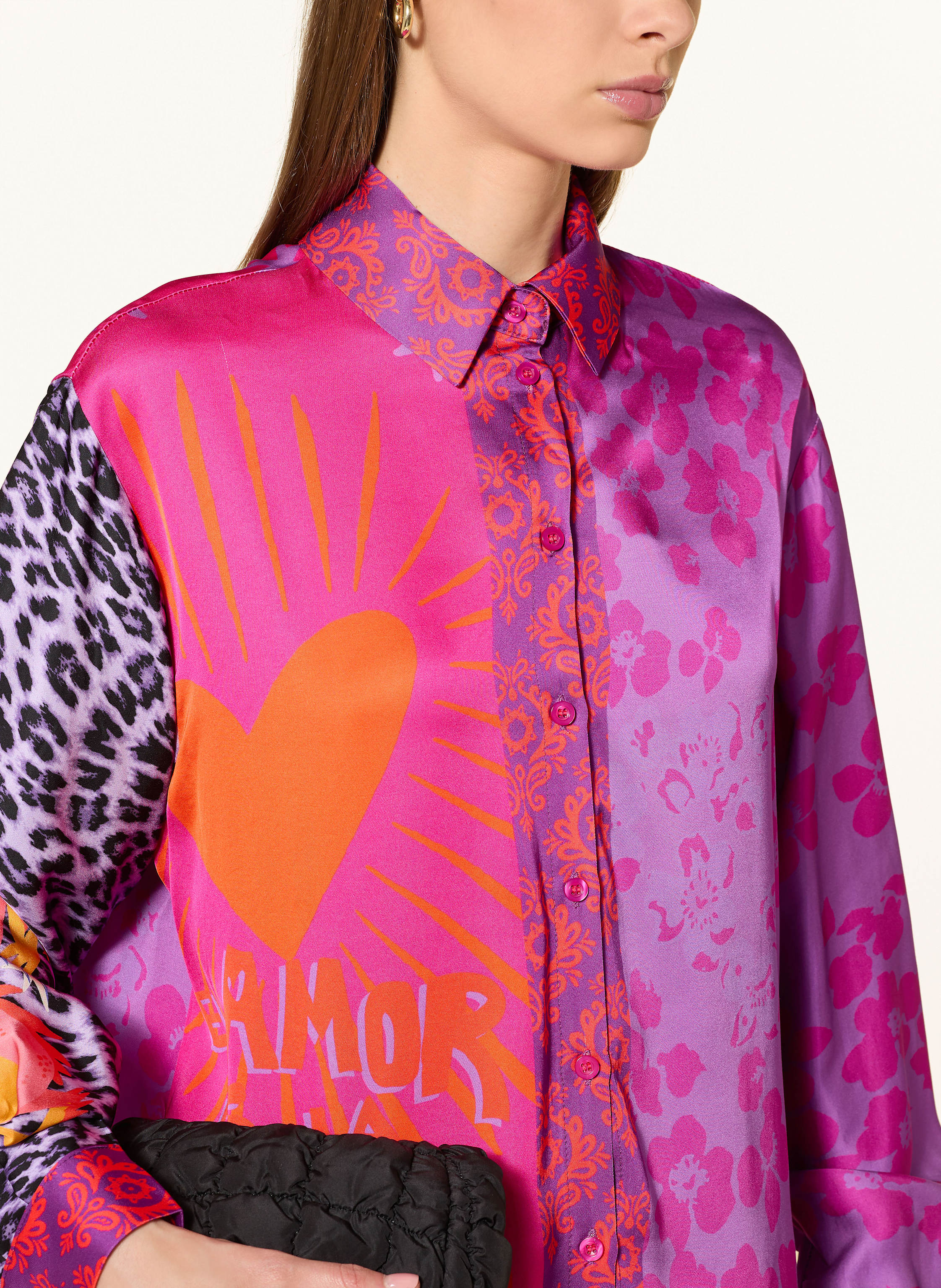 Thumbnail - Miss Goodlife Hemdbluse Aus Satin pink