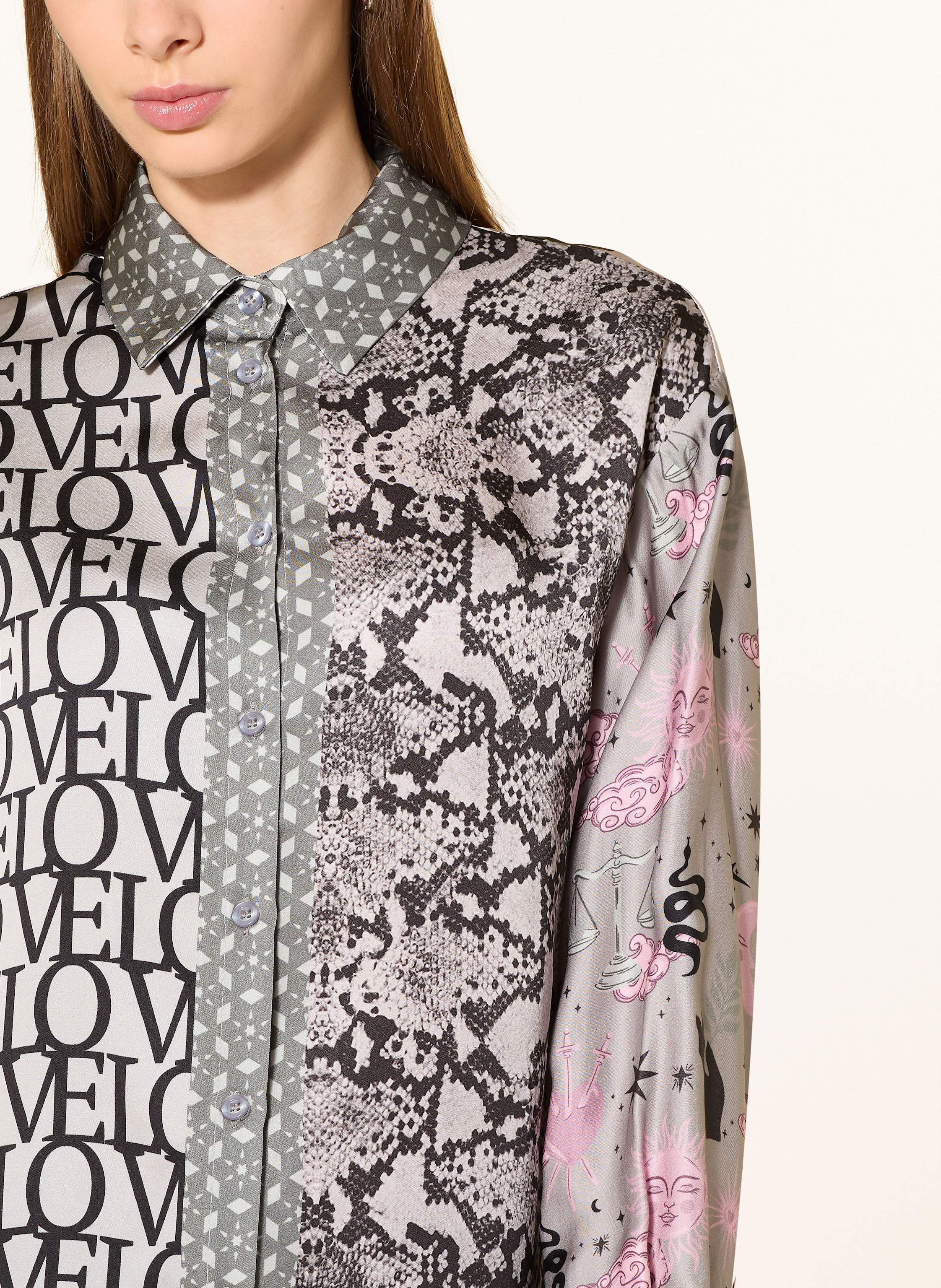 Thumbnail - Miss Goodlife Hemdbluse Aus Satin grau