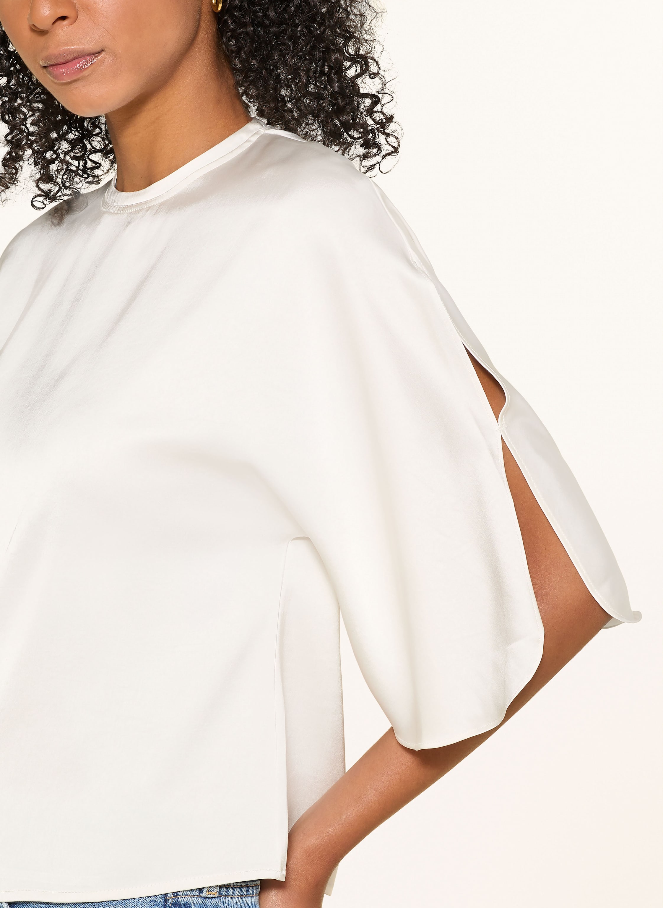 Thumbnail - Neo Noir Blusenshirt Liora Aus Satin Mit 3/4-Arm weiss
