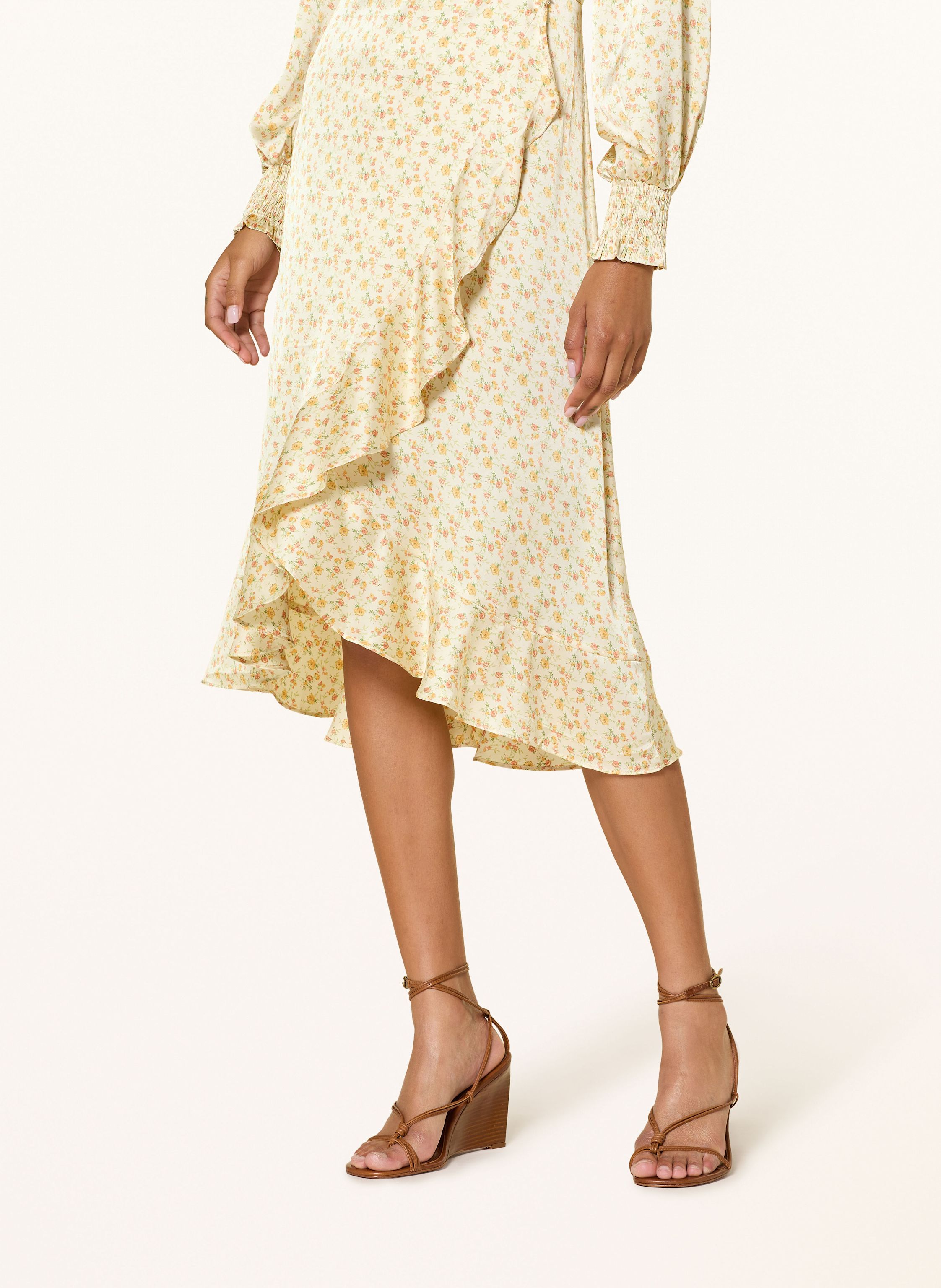 Thumbnail - Neo Noir Wickelkleid Eva Aus Satin gelb