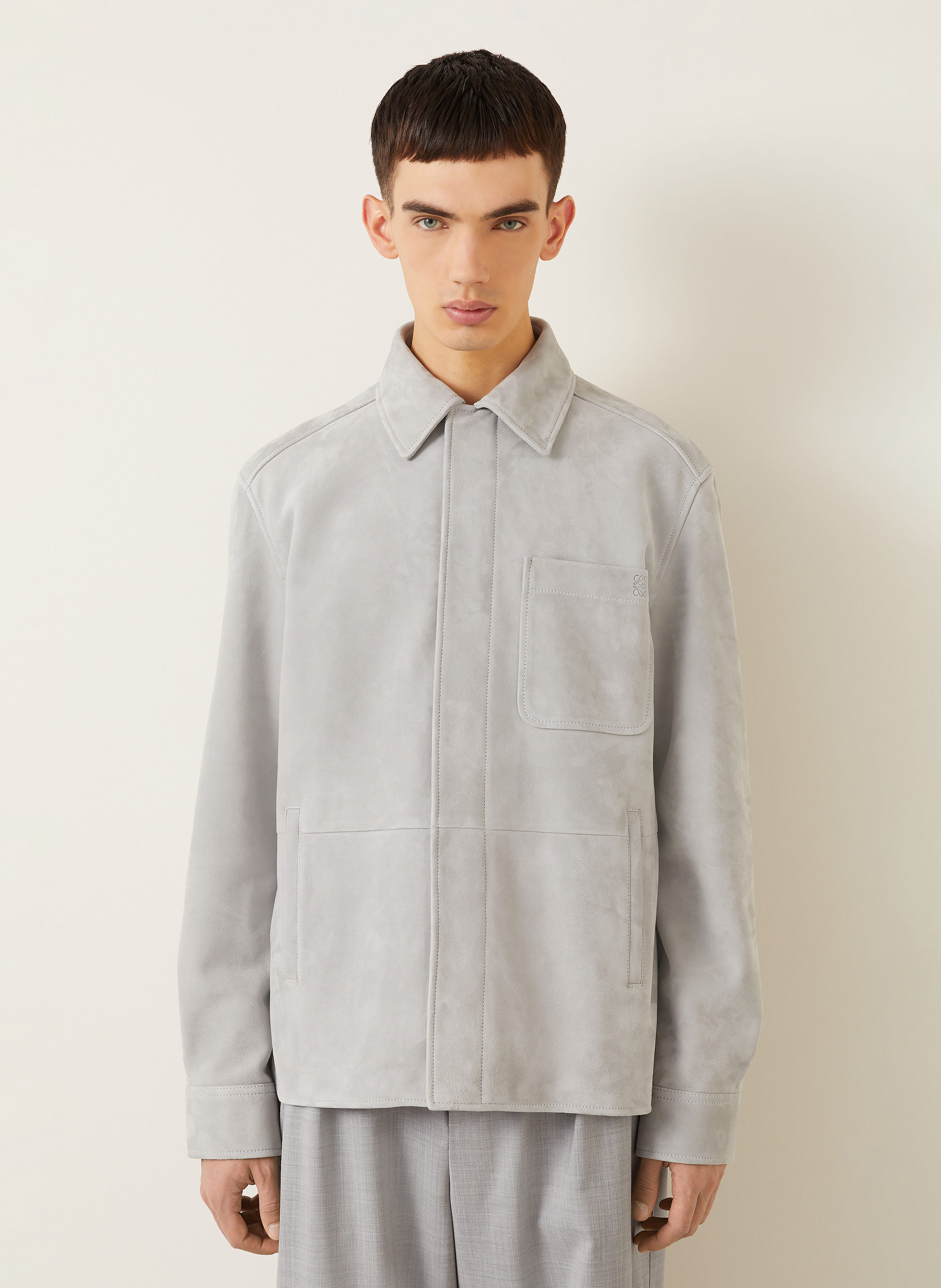 Thumbnail - Loewe Leder-Overjacket grau
